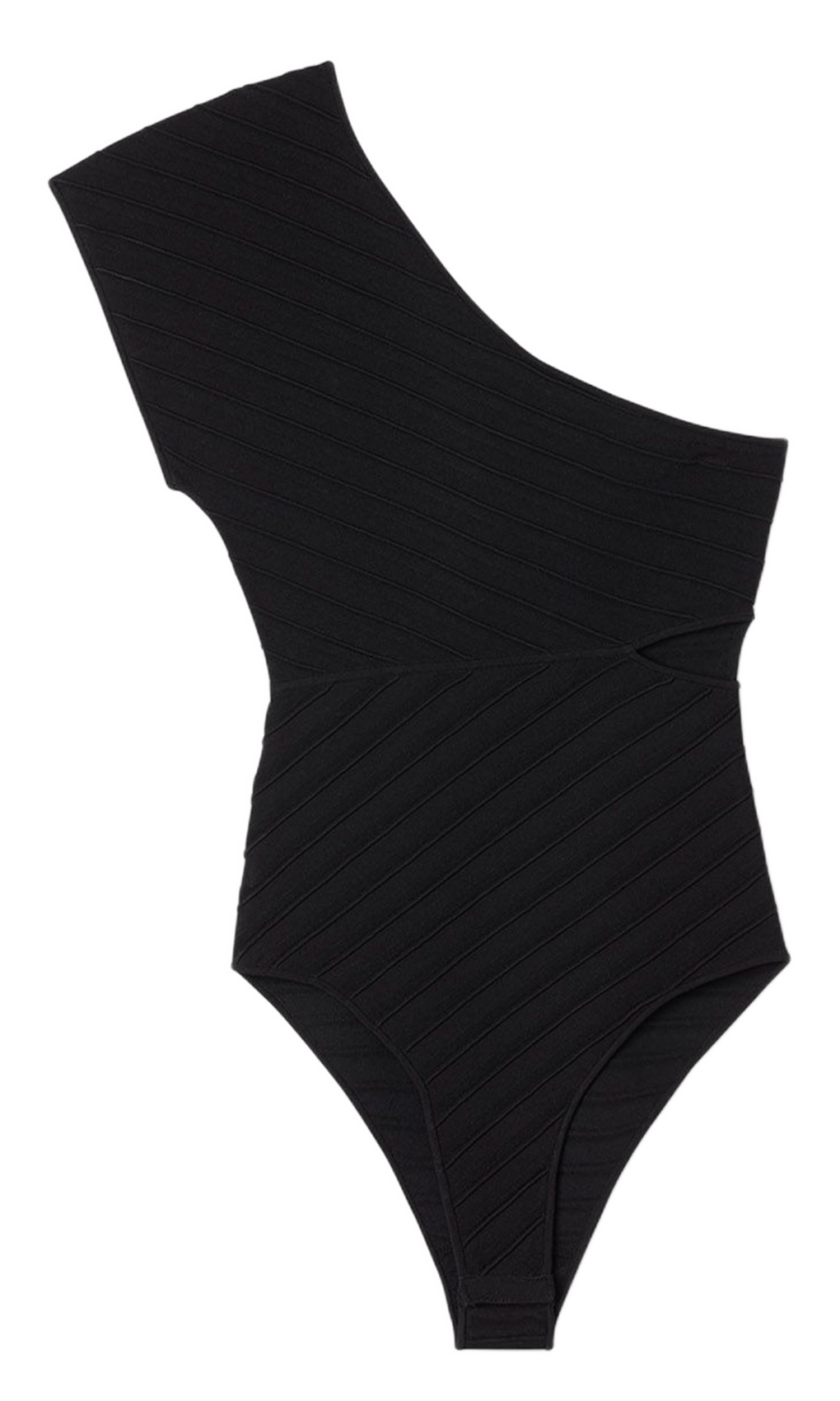 Body asymétrique en tissu texturé Noir