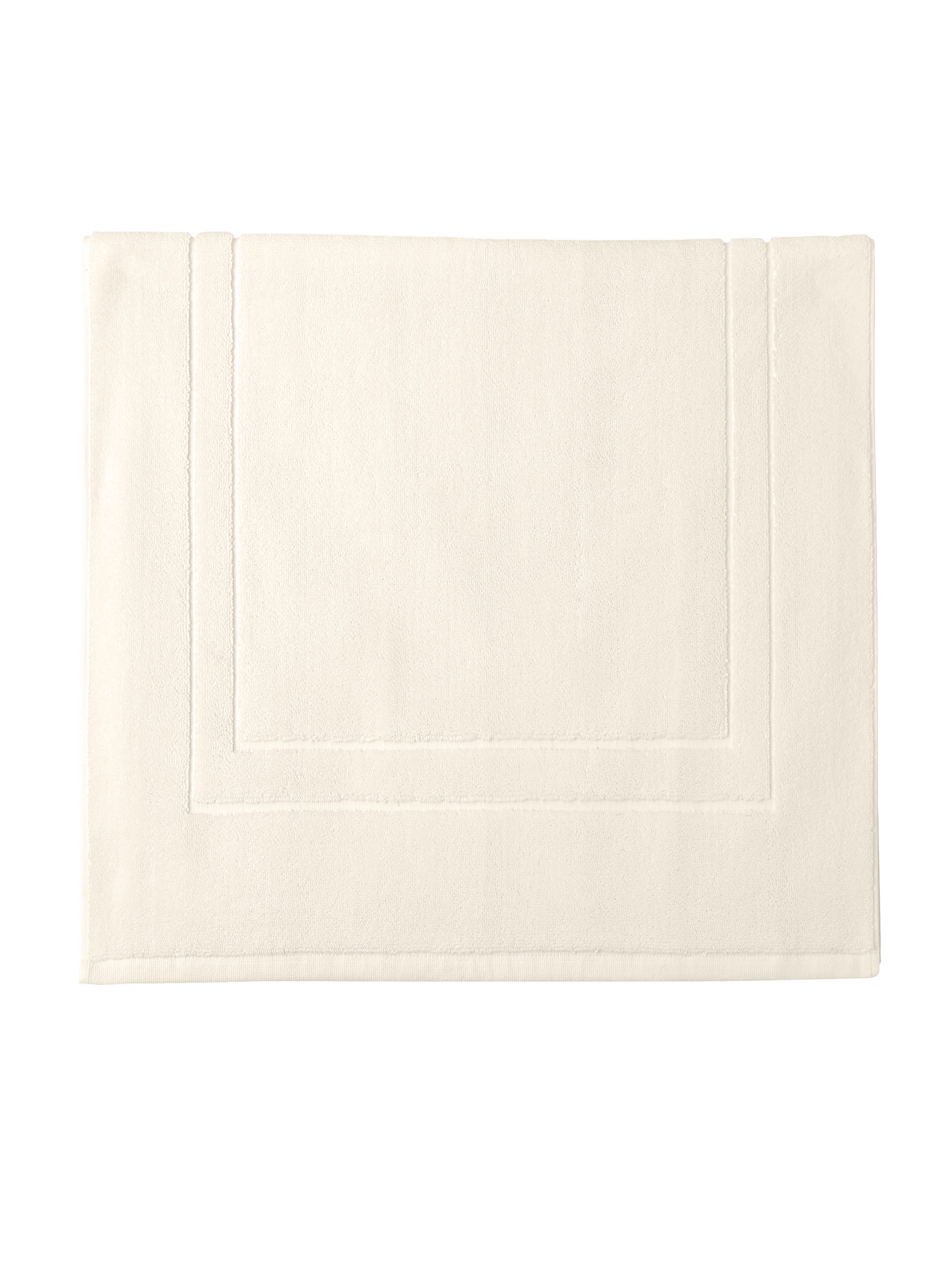 Tapis de bain uni en coton biologique, ess-cadre  Blanc meringue