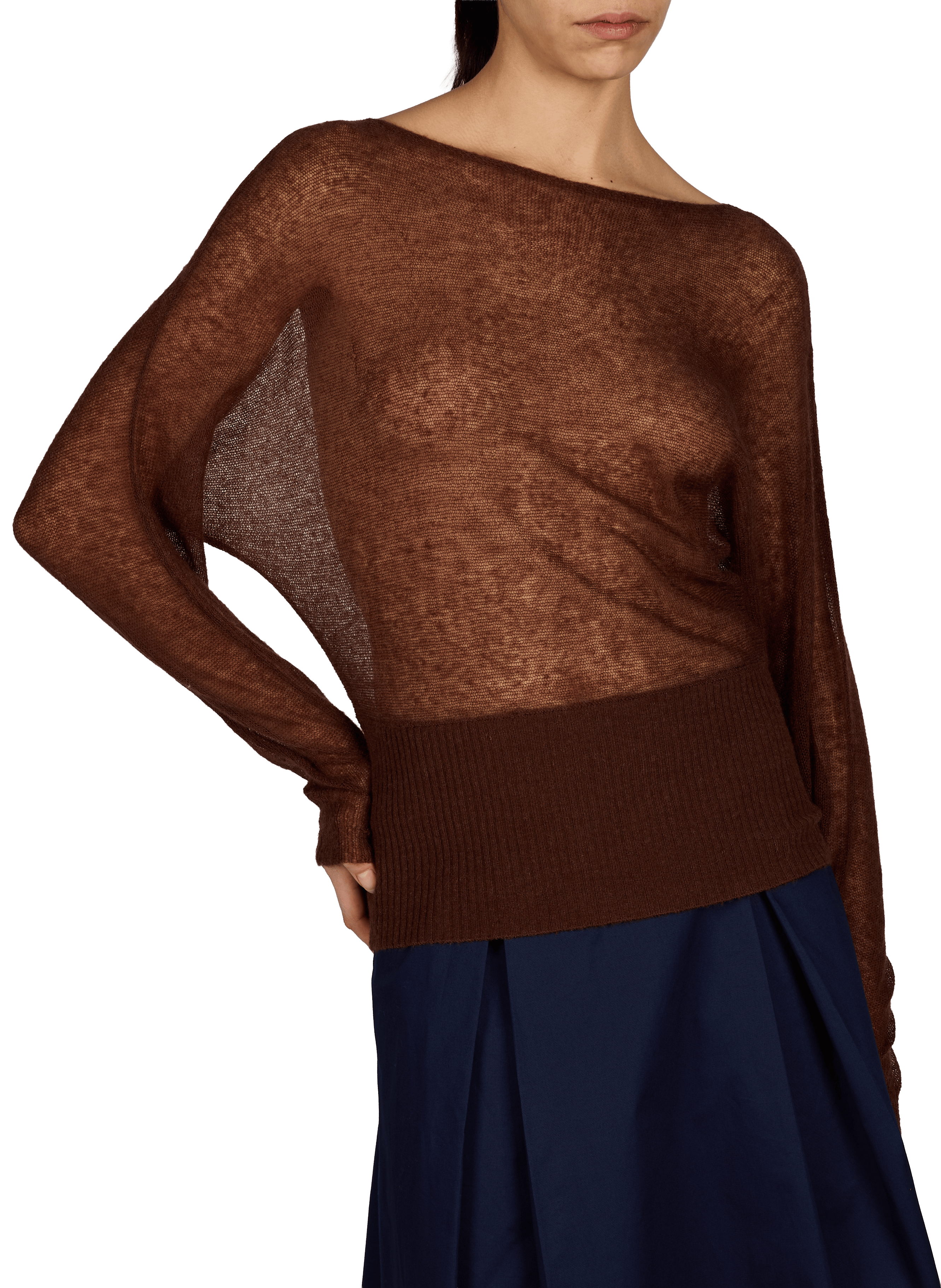 Taillierter Pullover mit Bootsausschnitt TOPSHOP Braun