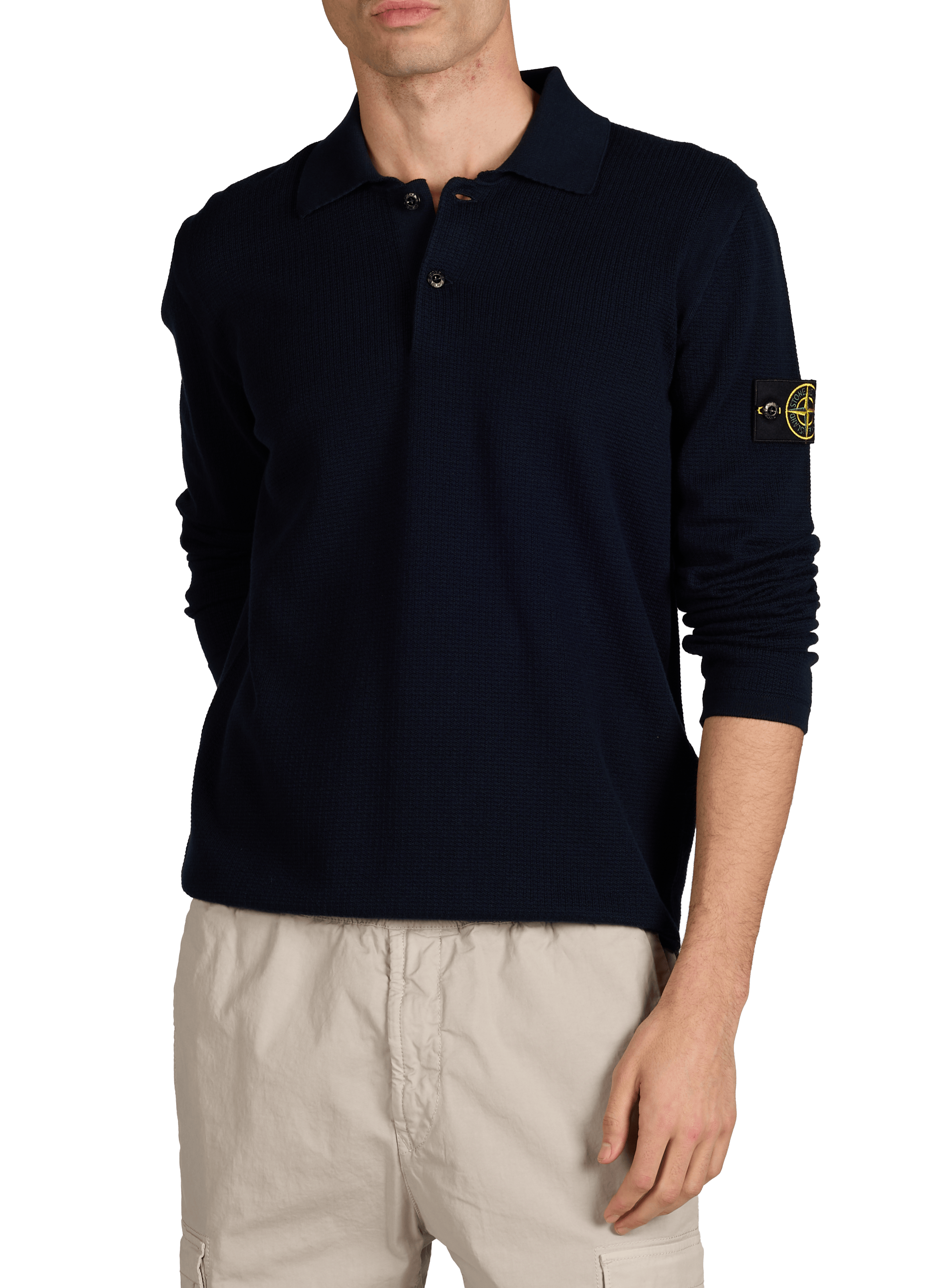 Polo manches longues en coton STONE ISLAND Bleu