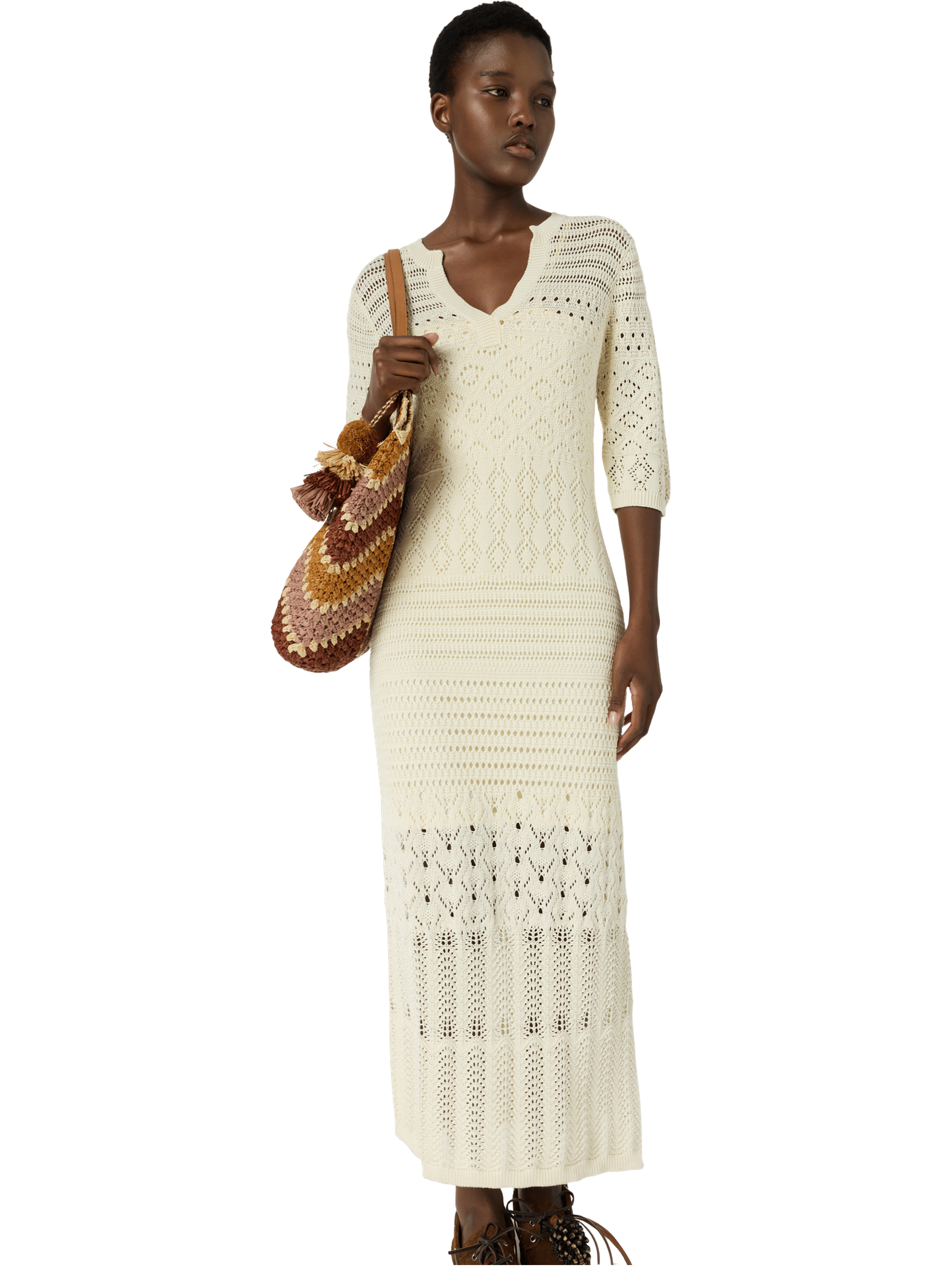 Robe longue en crochet - riana GERARD DAREL Beige
