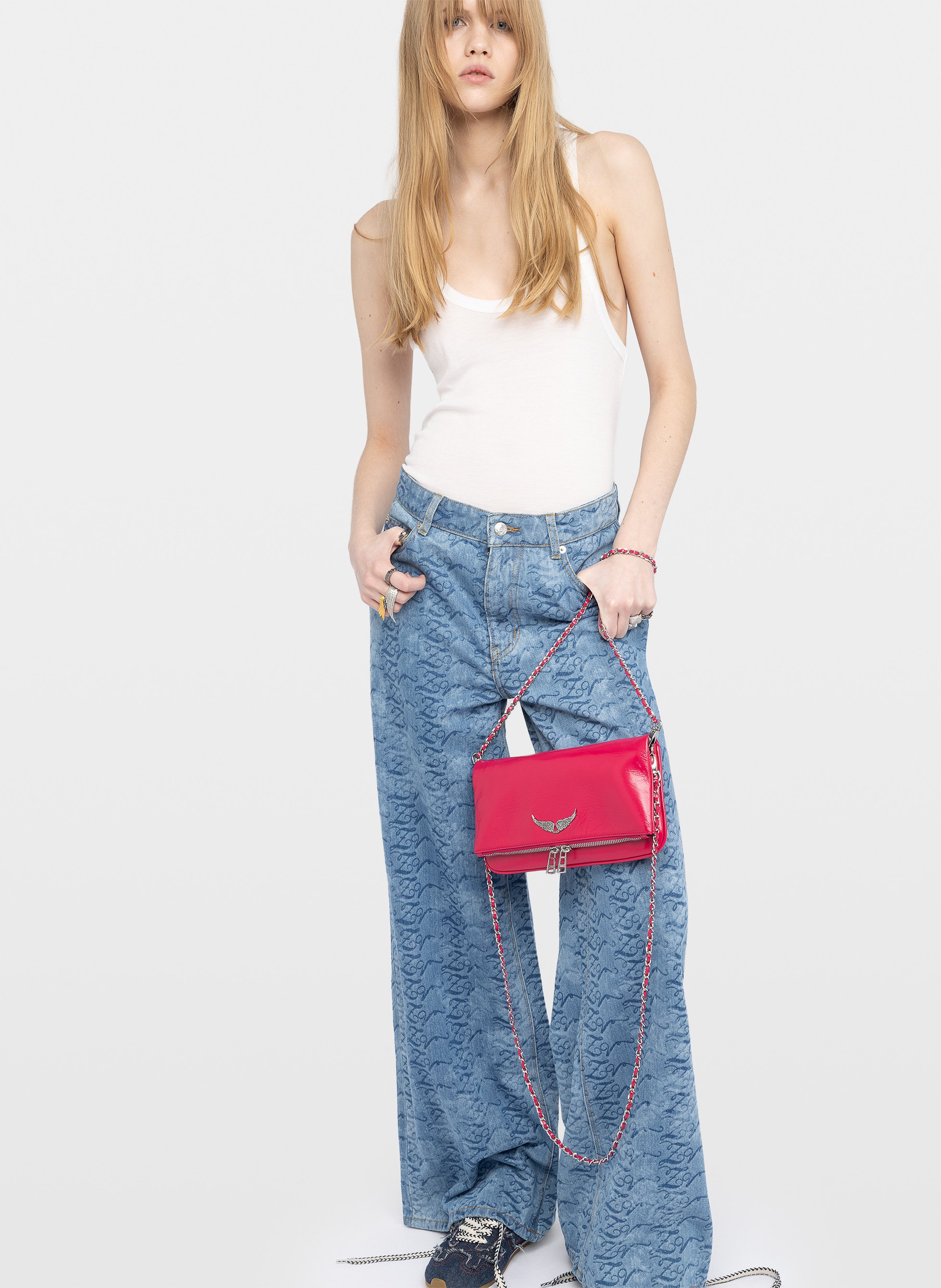 Pochette en cuir rock ZADIG&VOLTAIRE Rose