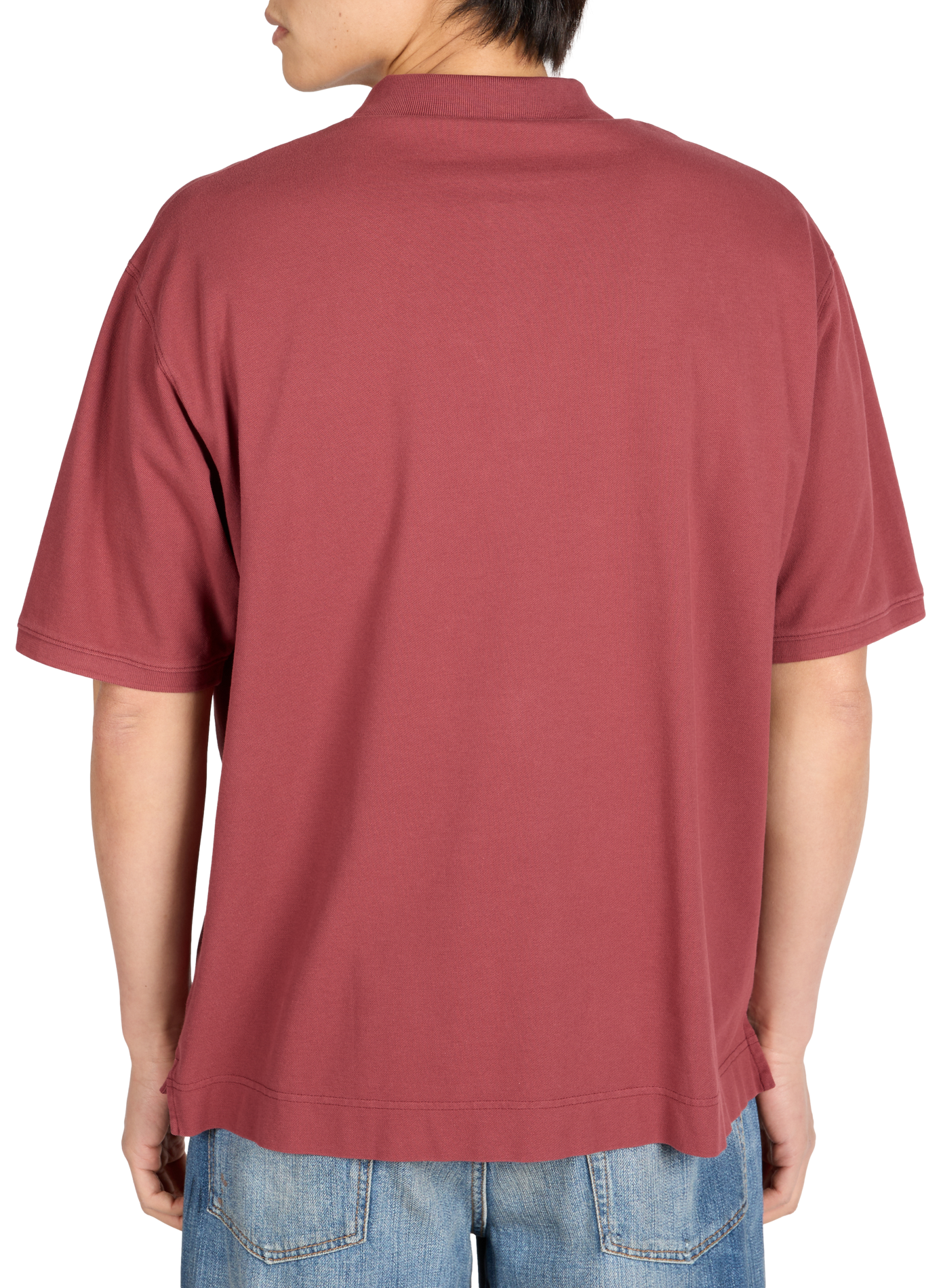 Embroidered short-sleeve organic cotton polo ACNE STUDIOS Red