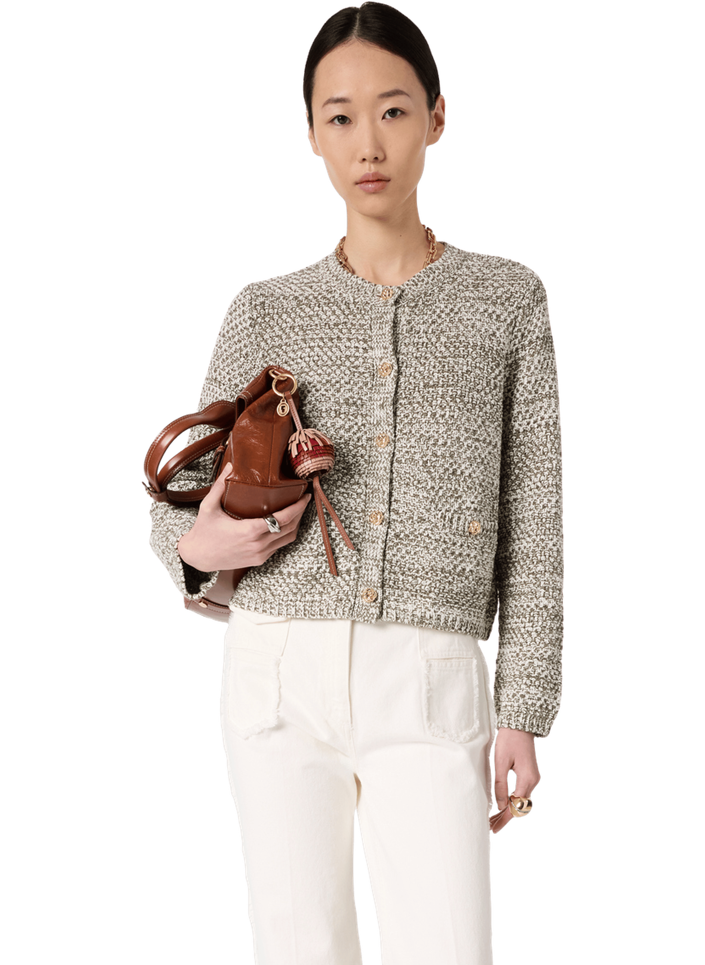 Gilet chiné à boutons dorés - leora GERARD DAREL Vert