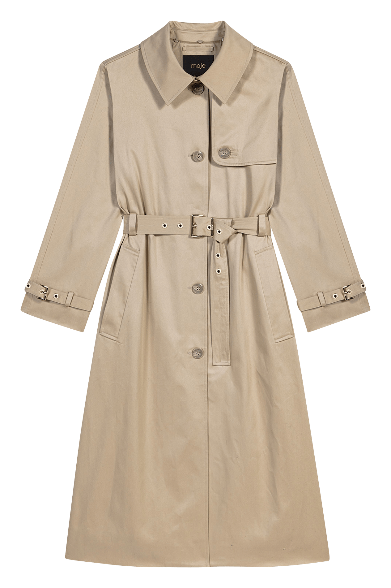 Trench ceinturé en coton MAJE Beige