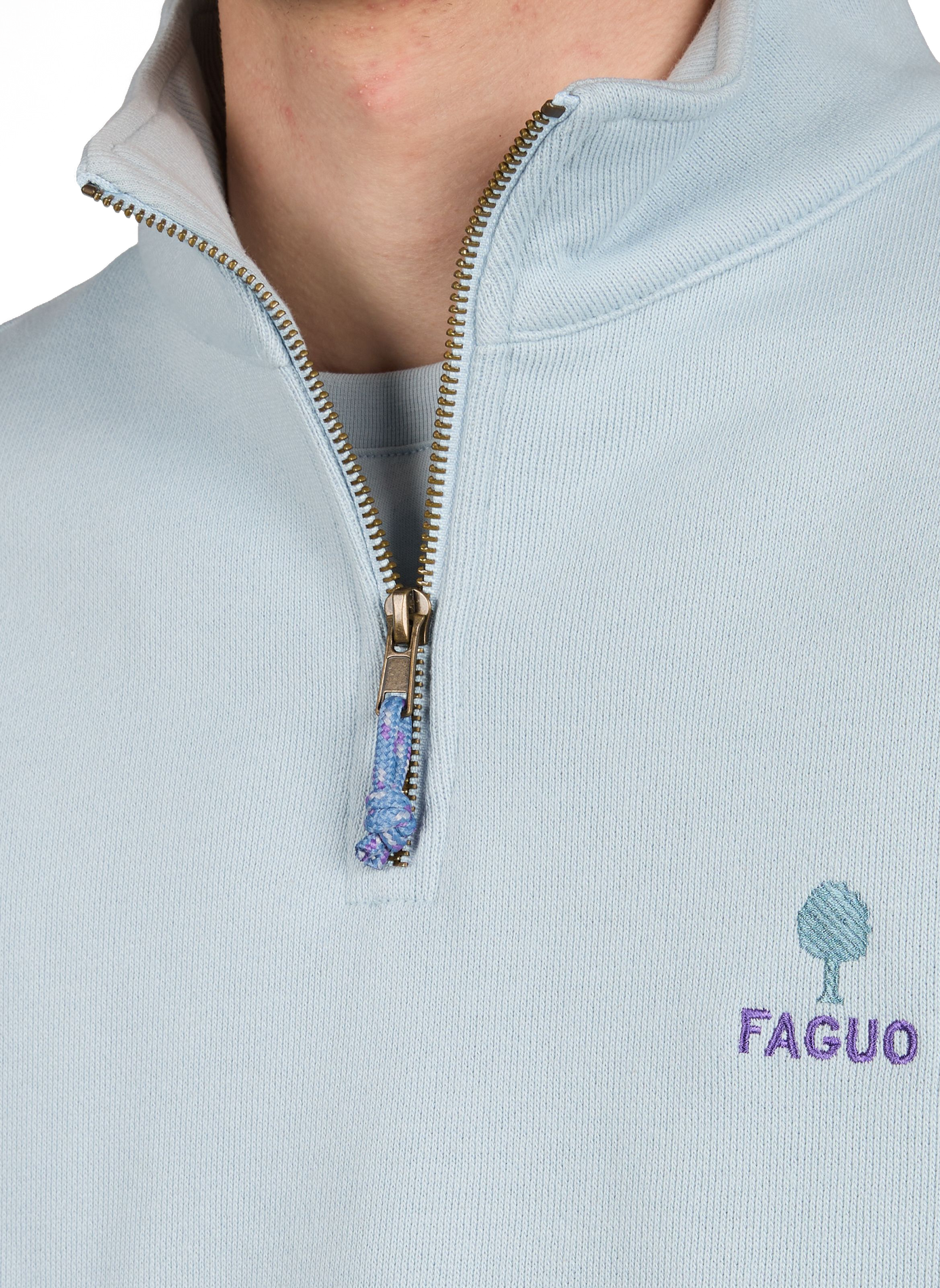 Amboise high-neck cotton blend sweatshirt FAGUO Blue