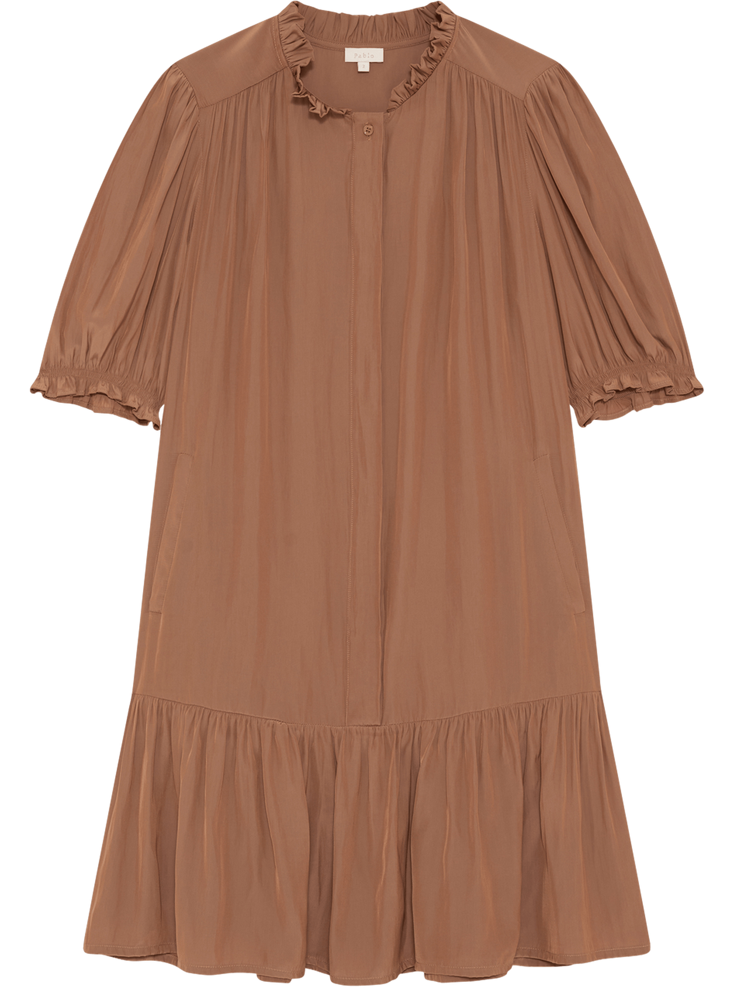 Robe droite et courte à volants - amalia PABLO Marron