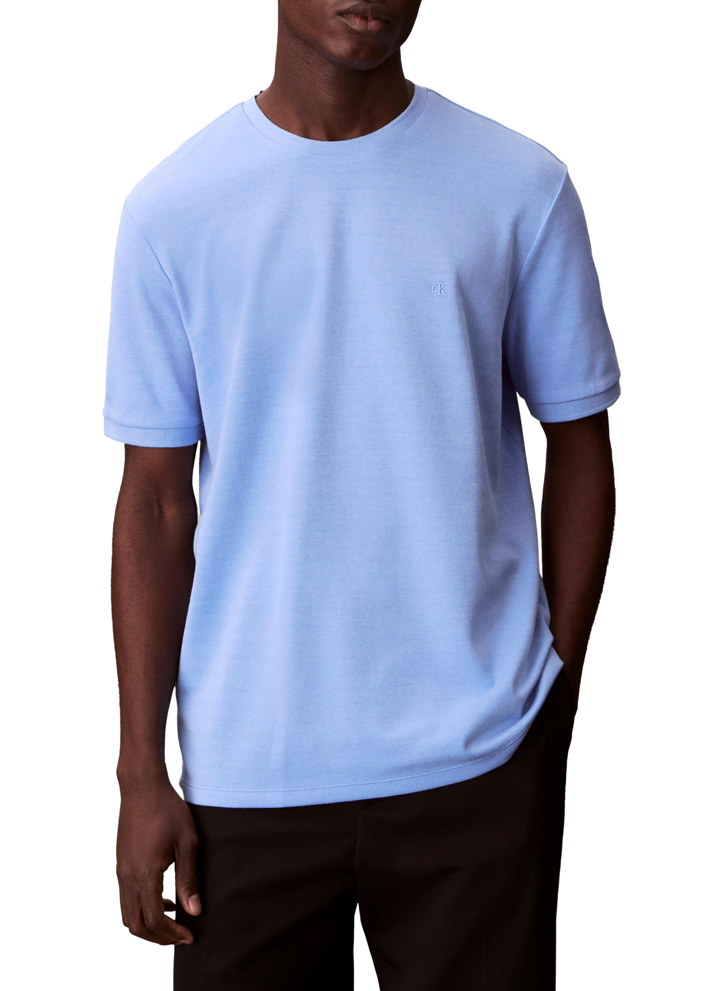 T-shirt manches courtes en coton mélangé CALVIN KLEIN Bleu