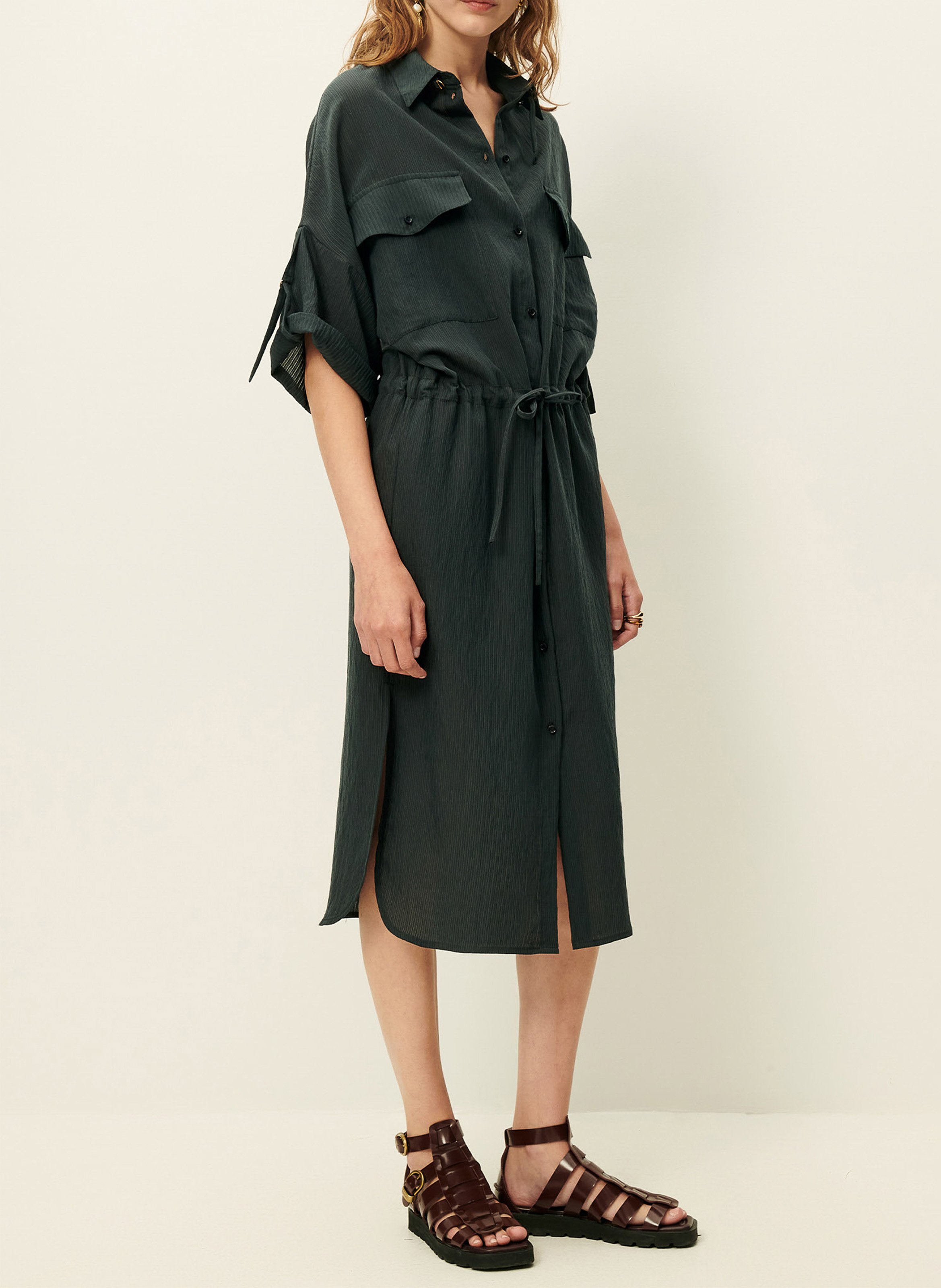 Robe midi col classique anatole SESSUN Vert