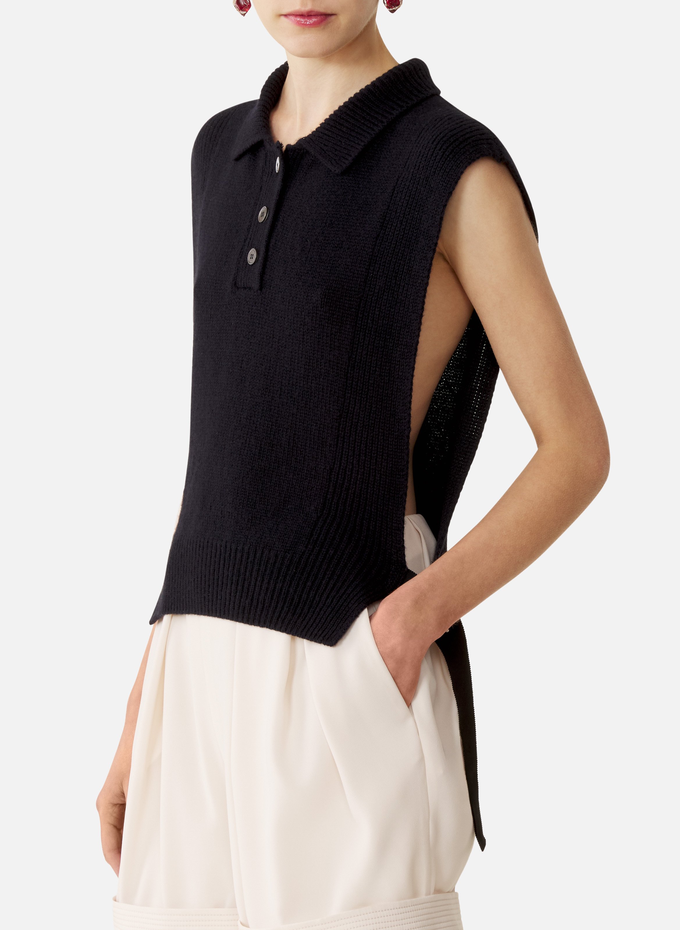 Pull sans manches en cachemire LANVIN Bleu