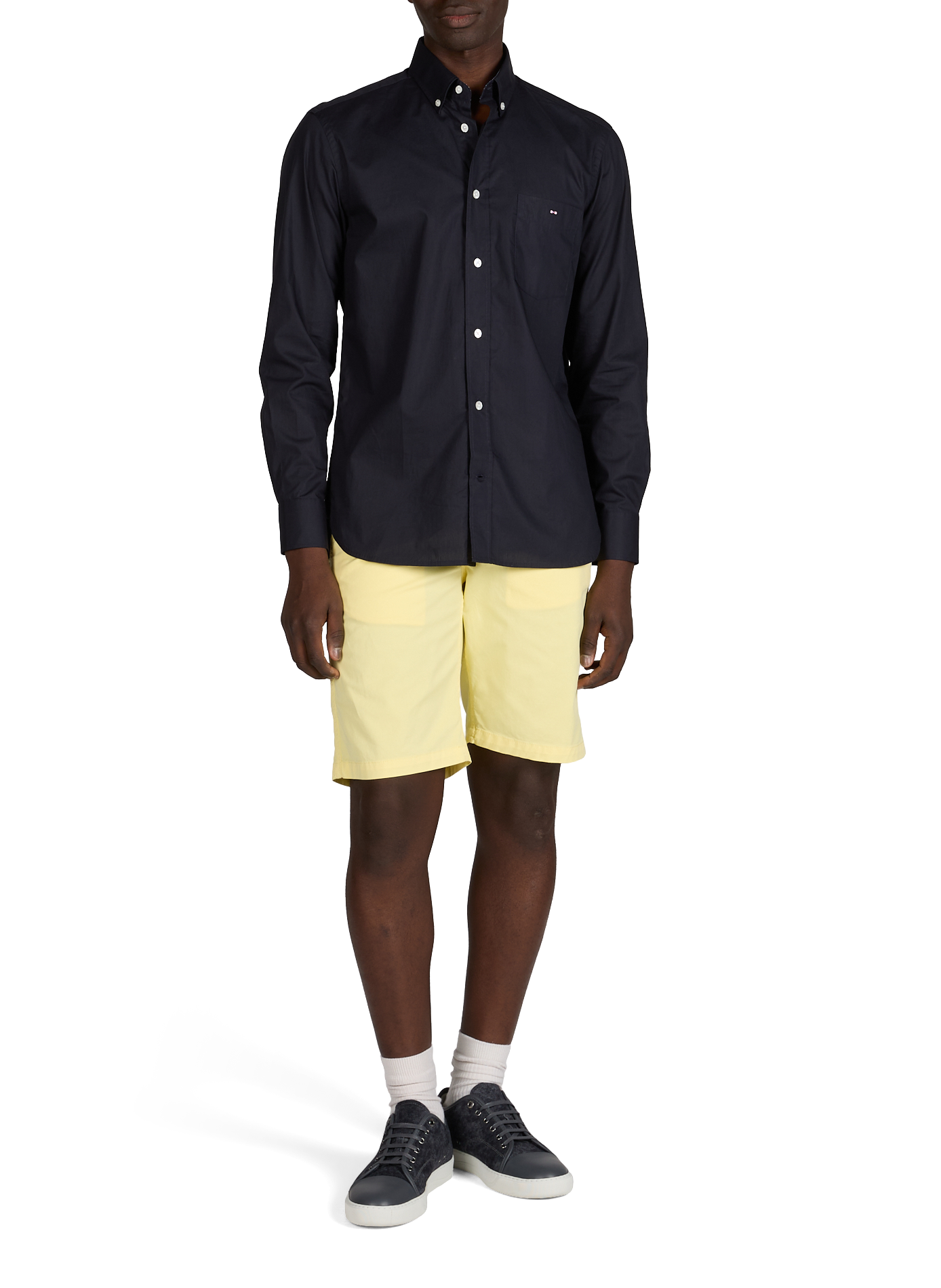 Bermuda uni en coton mélangé EDEN PARK Jaune