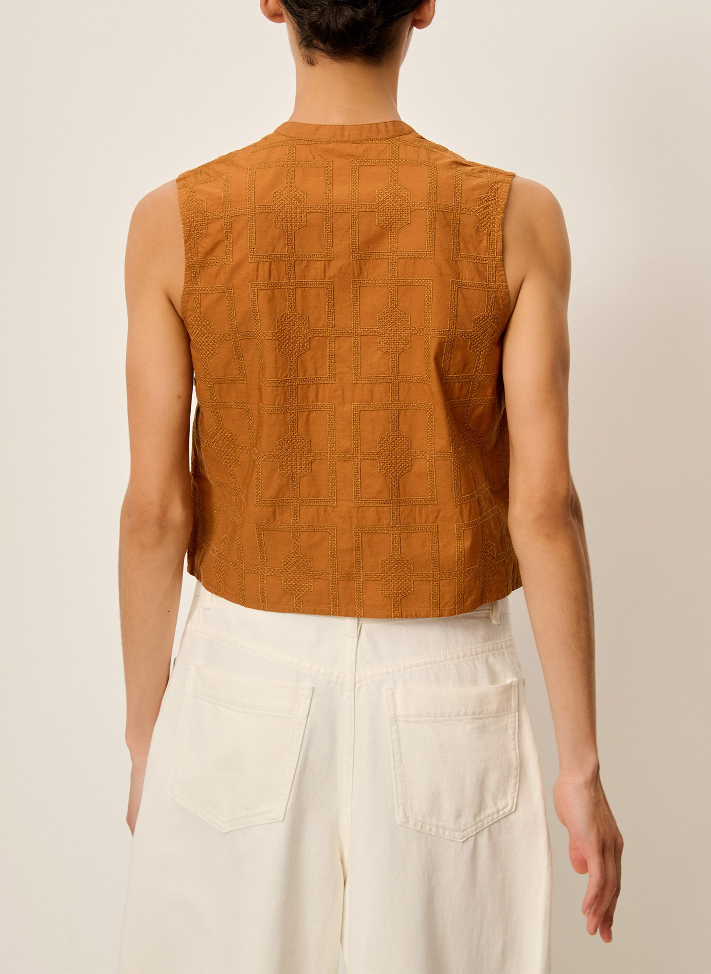 Top sans manches à motif résille janiece SESSUN Marron