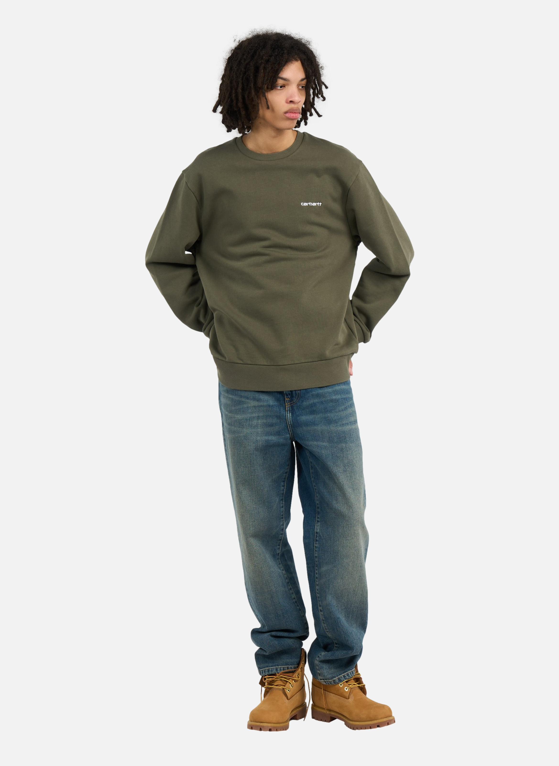 Sweatshirt script embroidery sweat CARHARTT WIP Kaki