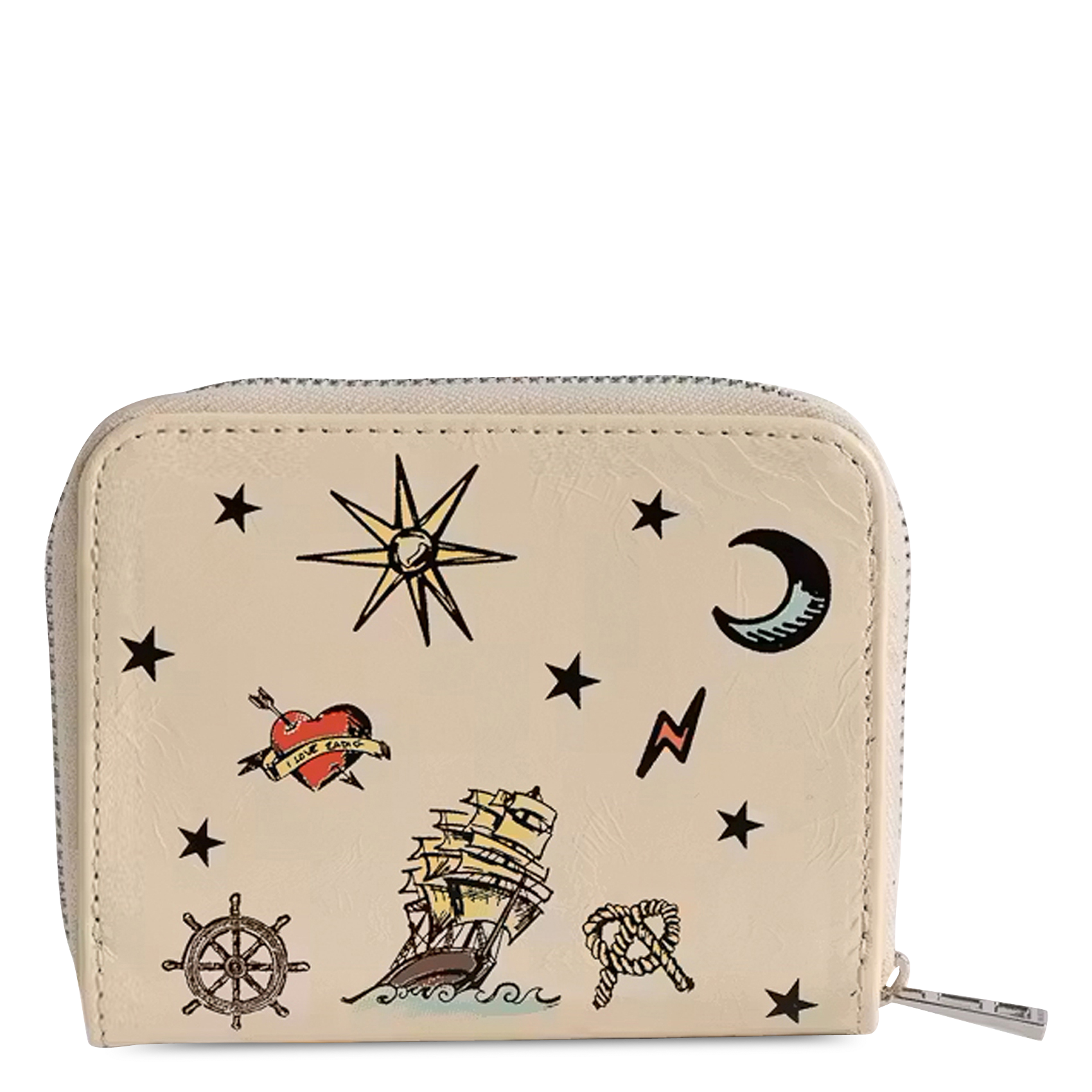 Porte-monnaie en cuir imprimé mini zv ZADIG&VOLTAIRE Blanc