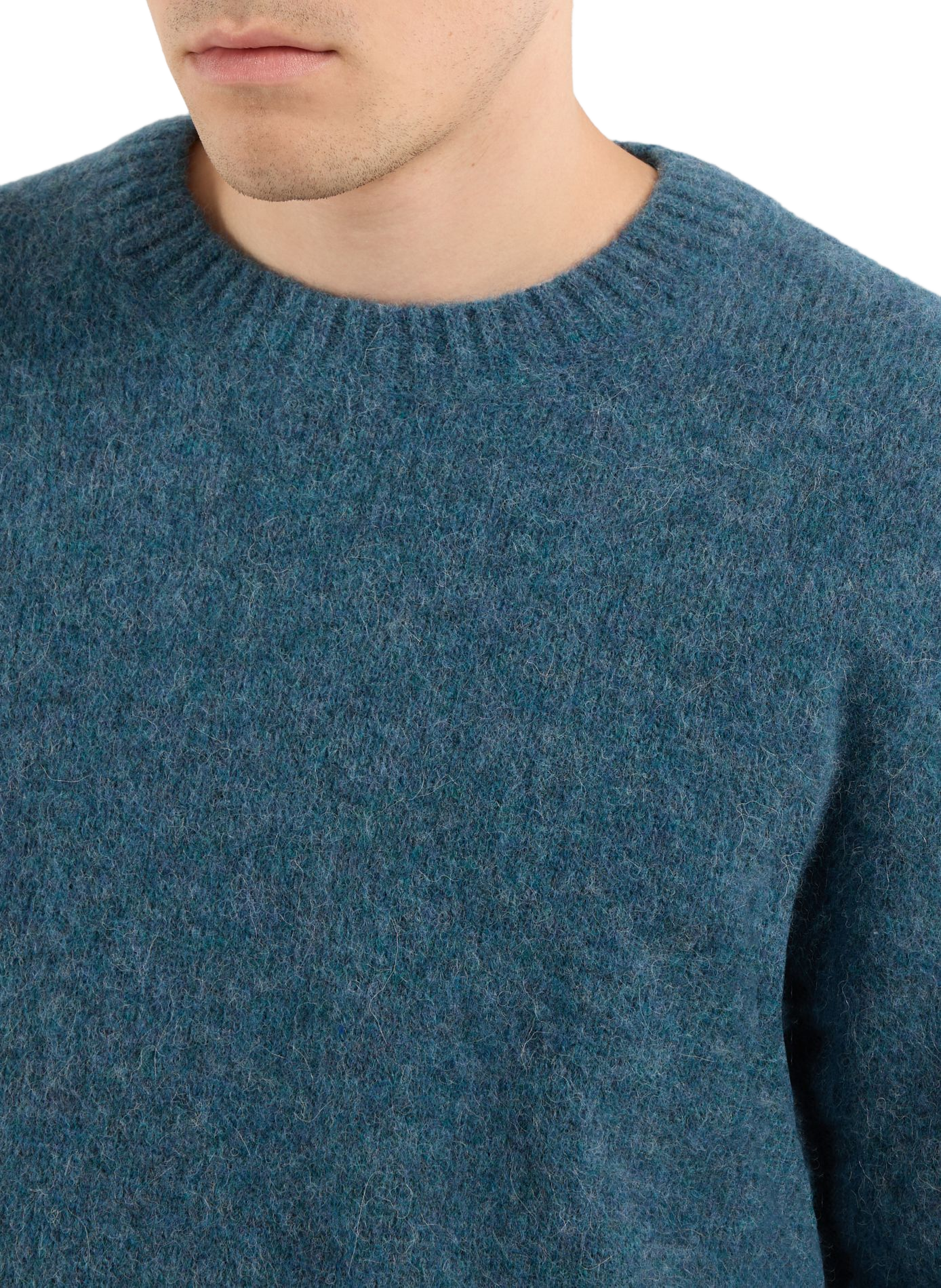 Round neck alpaca blend sweater SAISON 1865 Blue