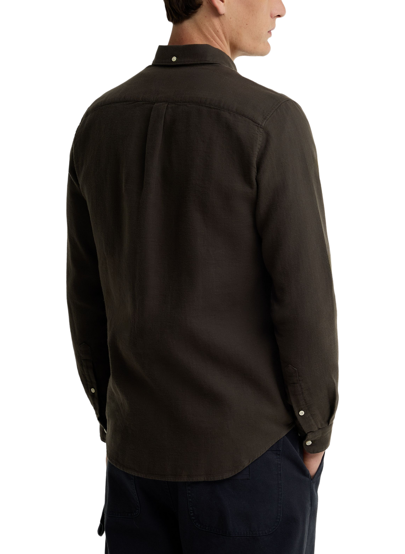 Gerade geschnittenes Hemd mit Knopfkragen aus einfarbiger Baumwolle. BARBOUR Grun