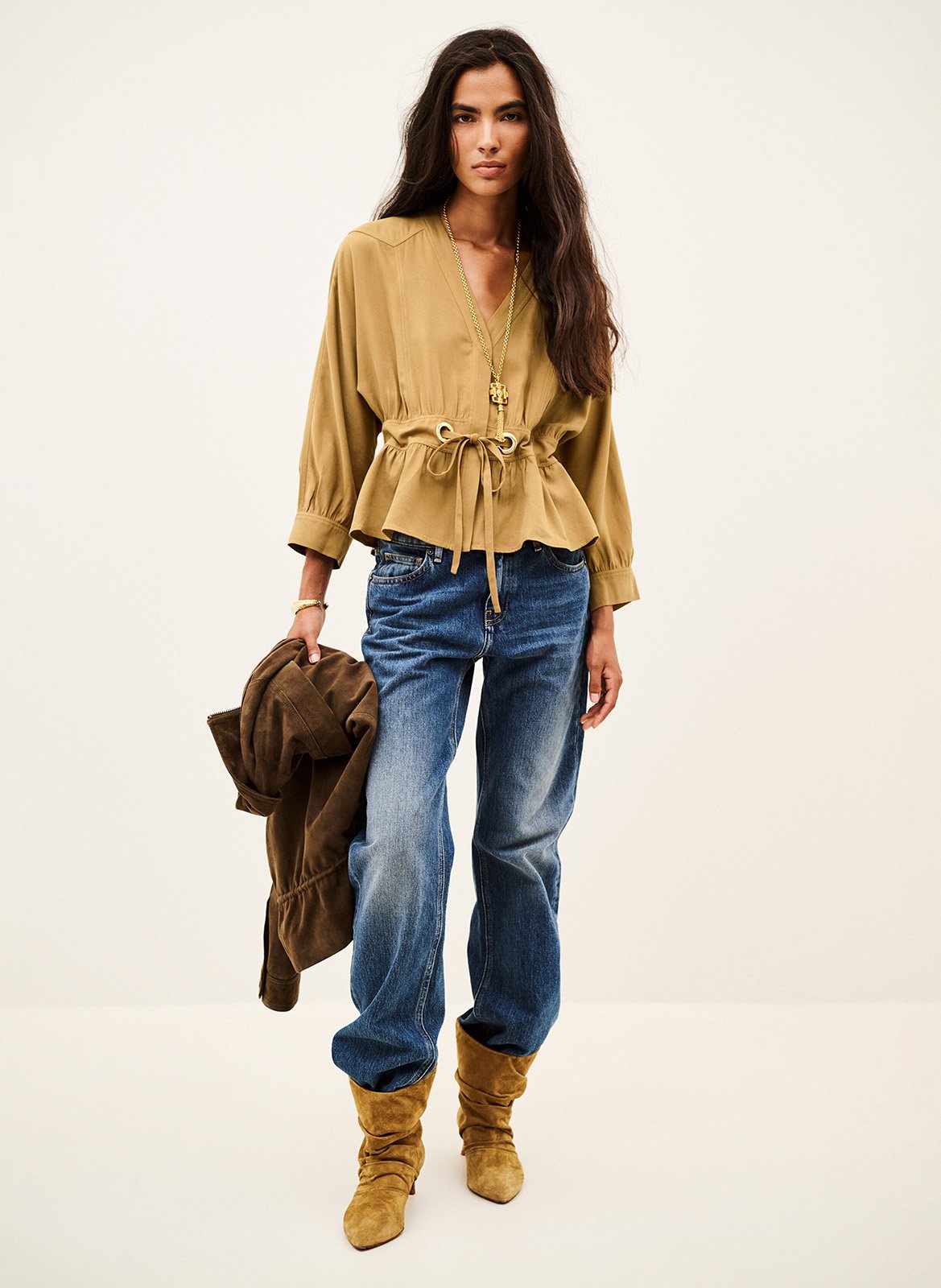 Vest met lange mouwen en strikken Precila BA&SH Beige
