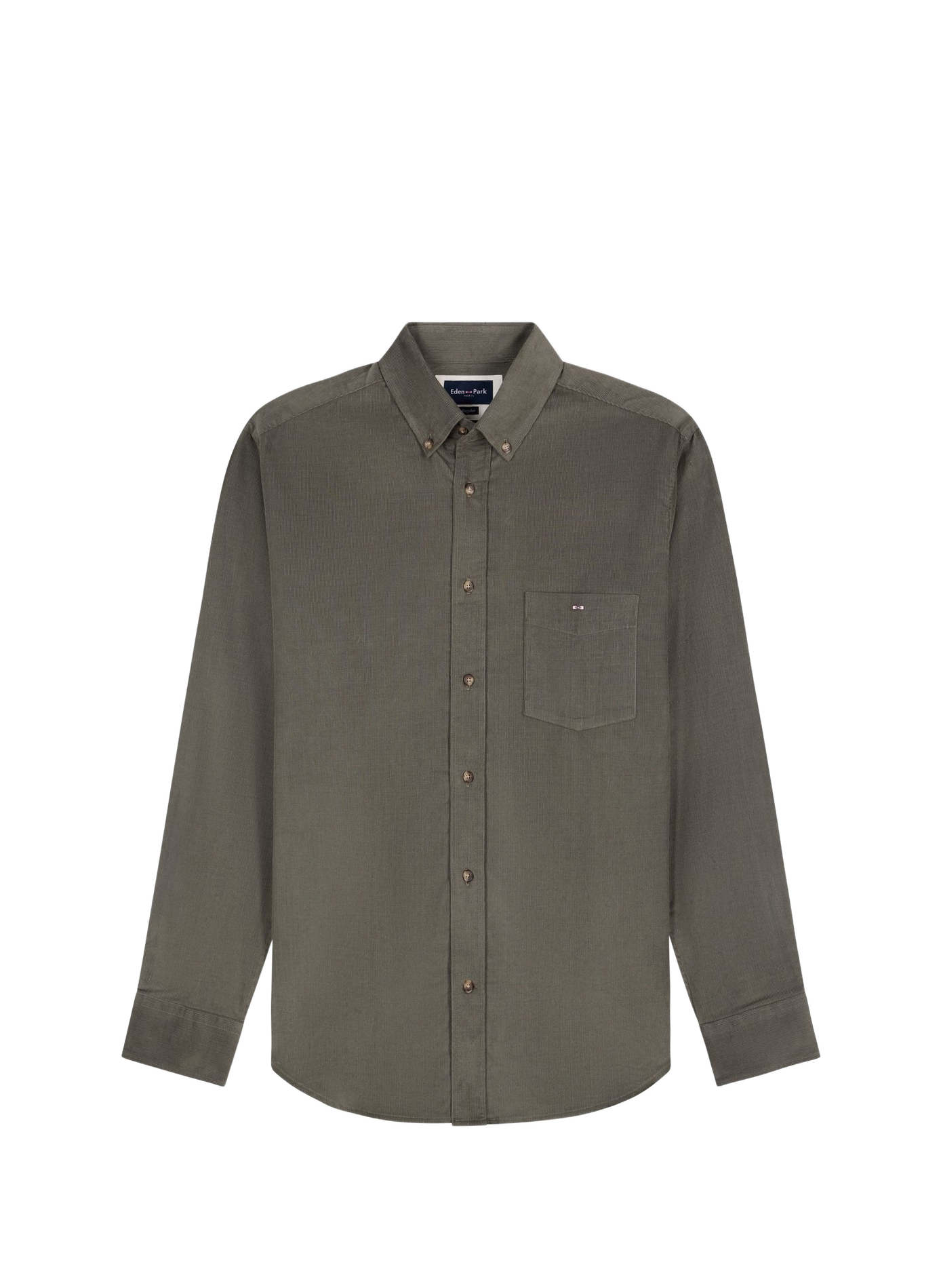 Chemise côtelé droit en coton EDEN PARK Kaki