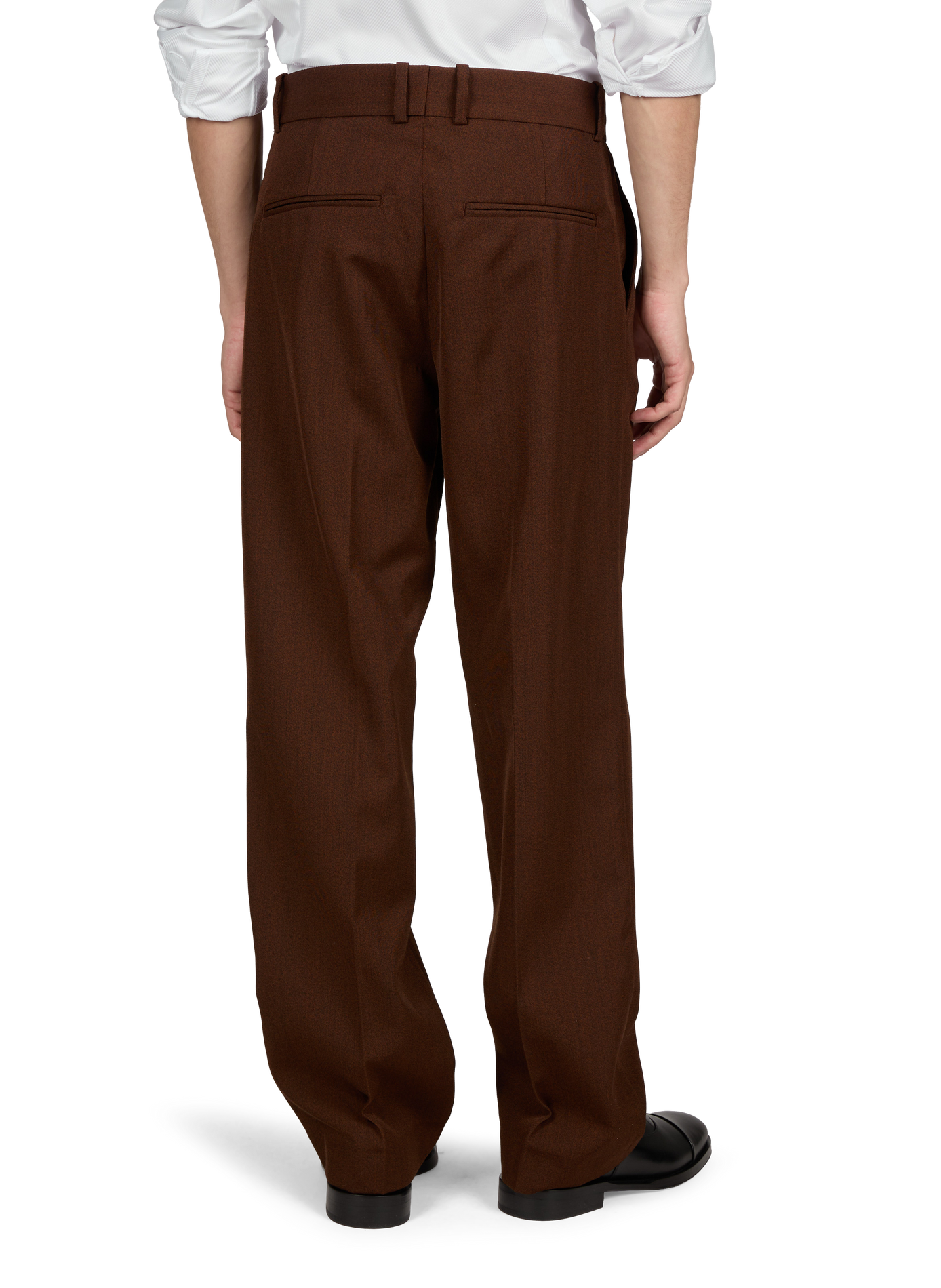 Plain straight-leg tailored trousers with pleats DROLE DE MONSIEUR Brown