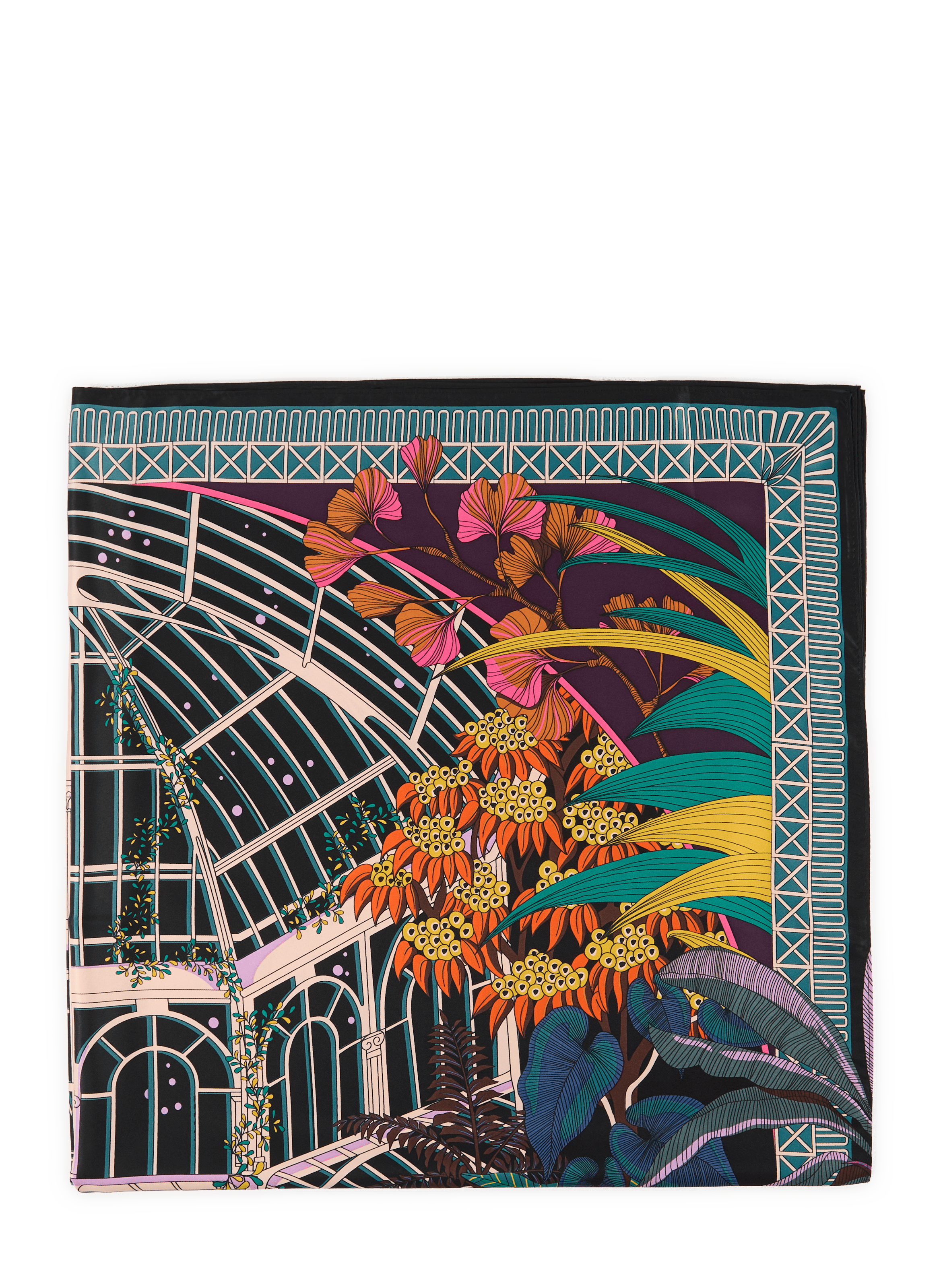 Foulard rectangle Jardin imprimé  WILD Noir