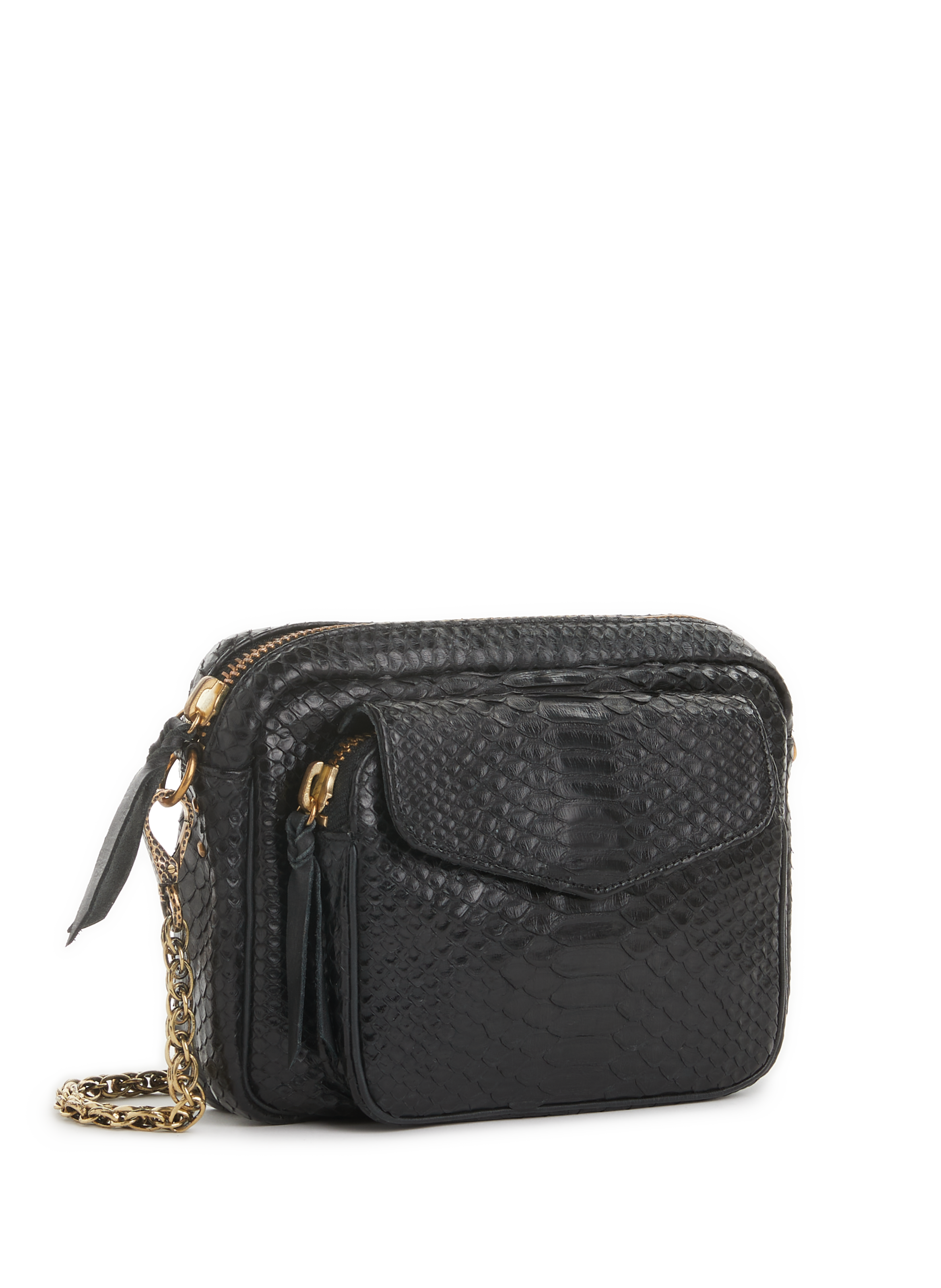Sac à bandoulière Charly en cuir de python CLARIS VIROT Noir