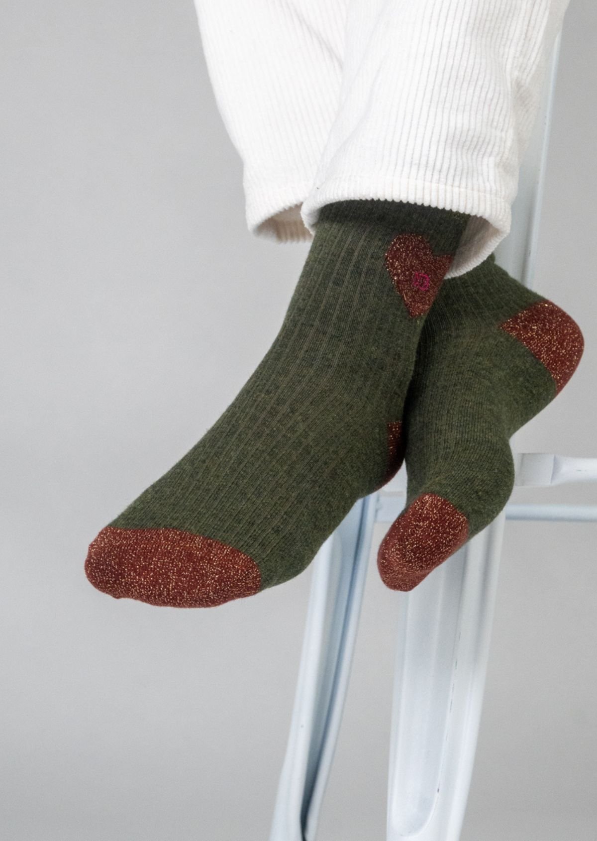 Chaussettes en coton peigné coeur BILLYBELT Vert