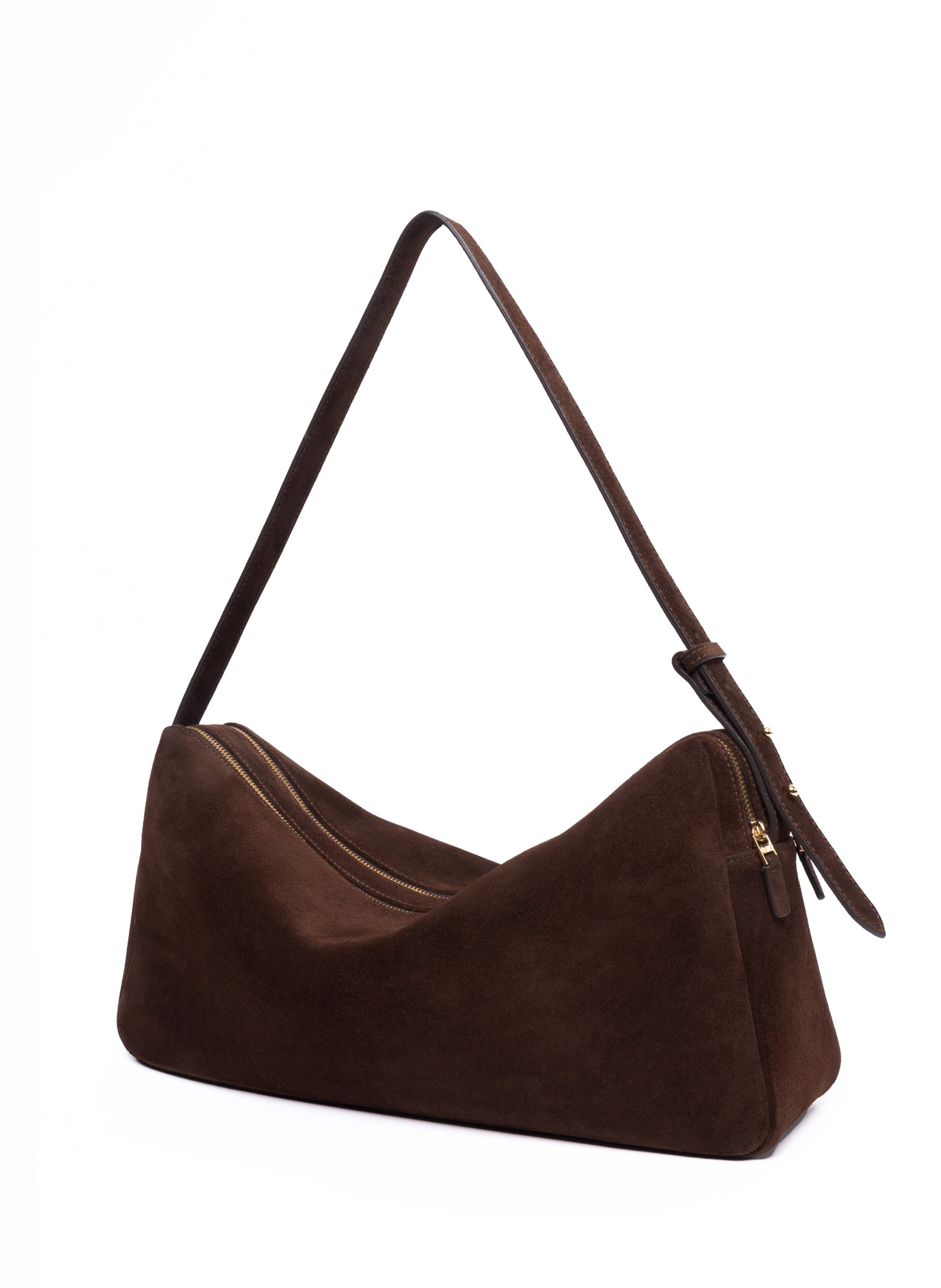 Sac trousse large en daim Marron
