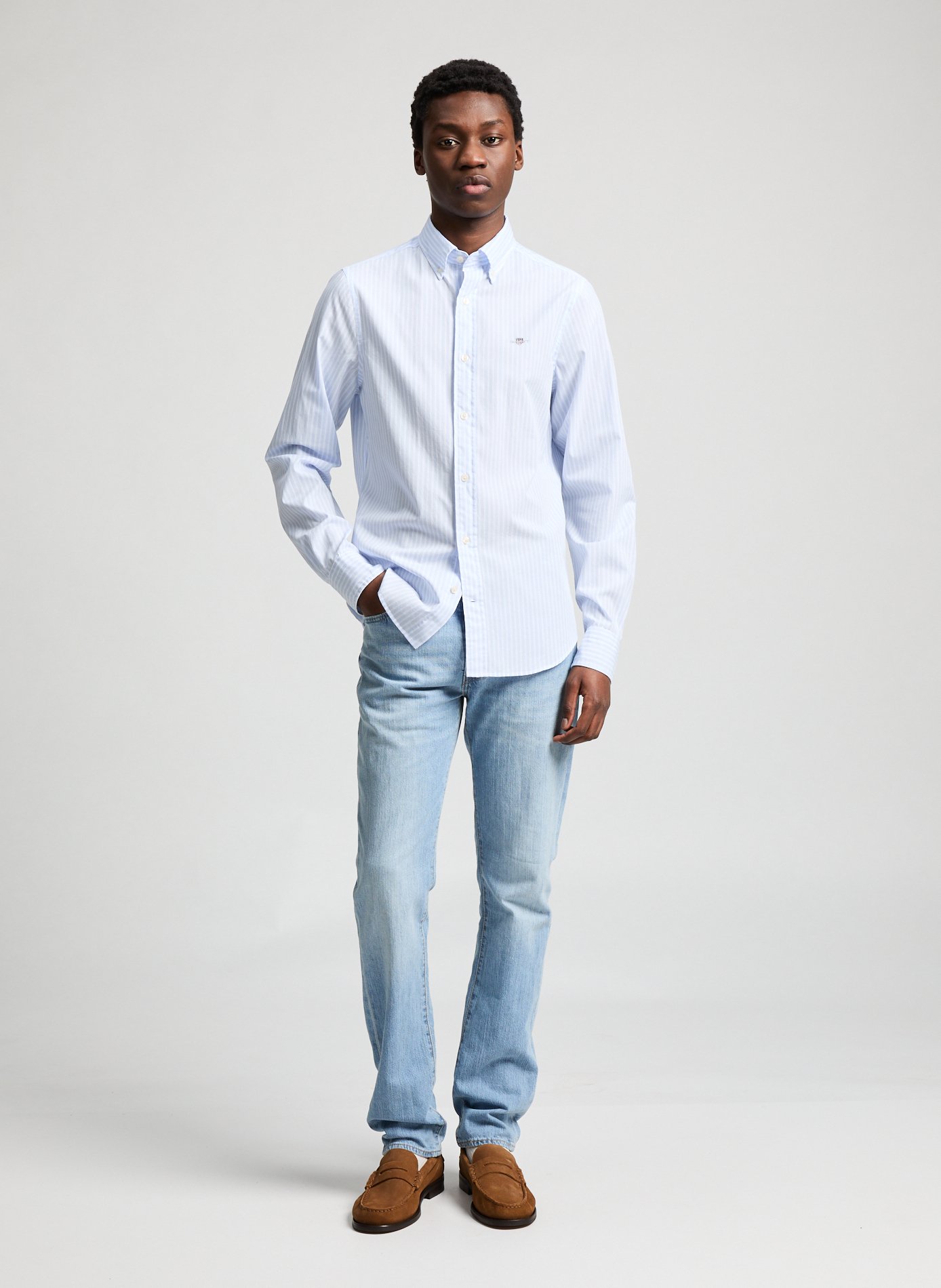 Chemise rayée en coton GANT Bleu