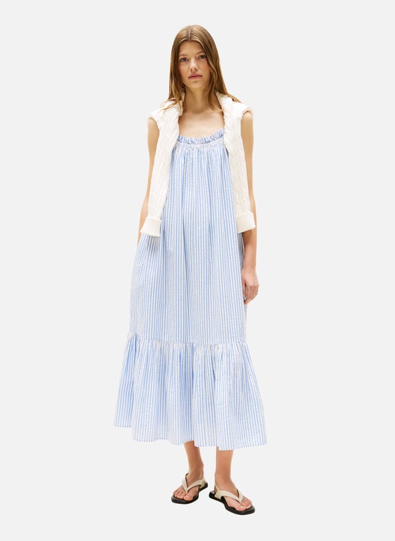 Robe longue rayée en coton Bleu by TOMMY HILFIGER TOMMY HILFIGER Robe longue rayée en coton Bleu