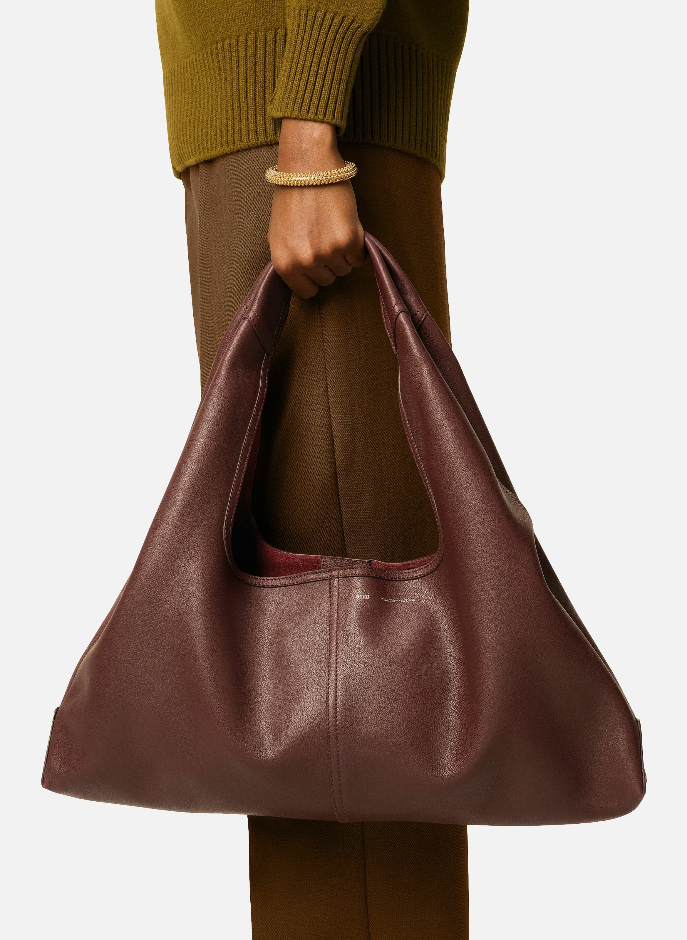 Sac porté epaule etienne en cuir souple unisexe AMI PARIS Rouge