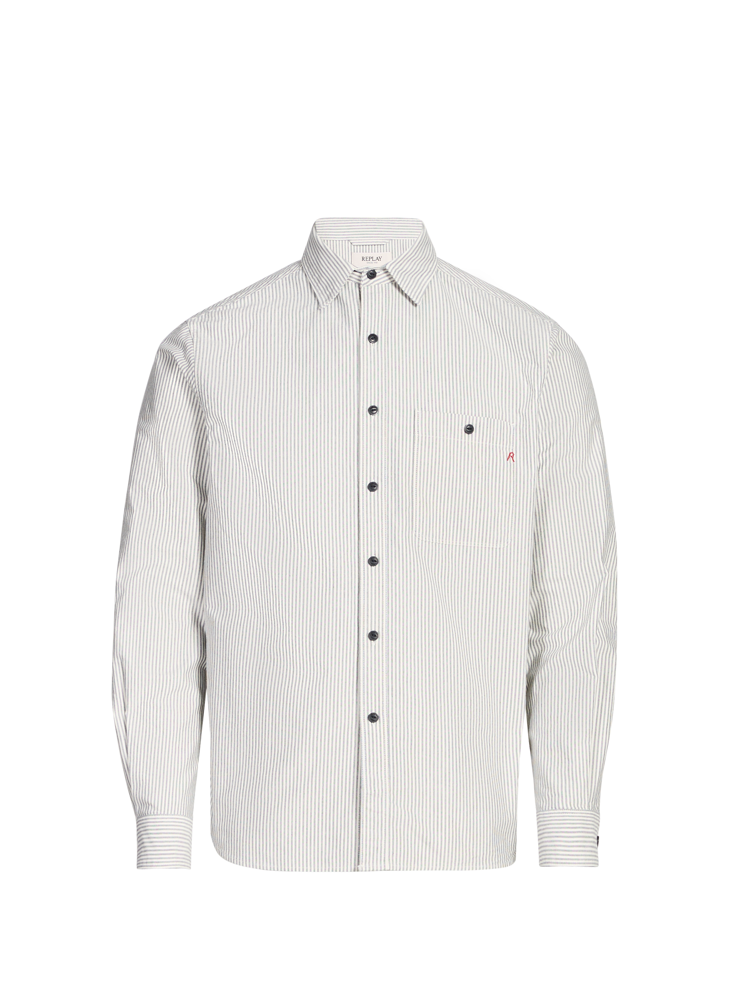 Chemise rayée en coton REPLAY Blanc