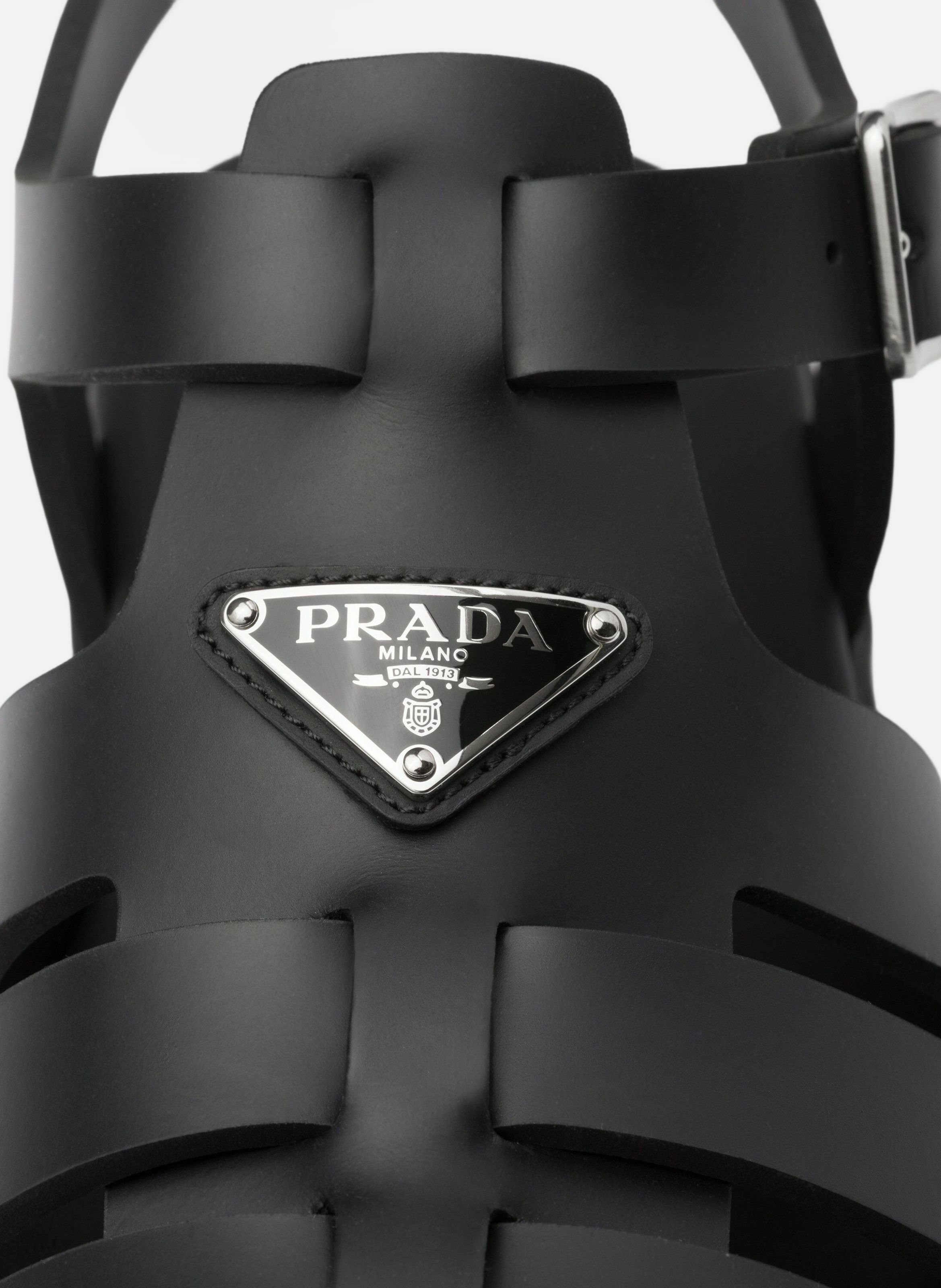 Sandales de pêcheur en gomme PRADA Noir