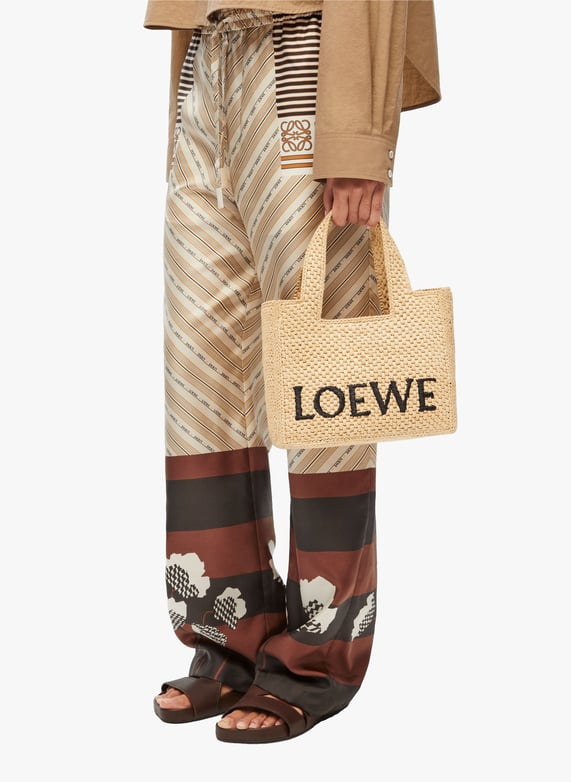 Mini LOEWE Font Tote en raphia | Beige by LOEWE Mini LOEWE Font Tote en raphia Beige