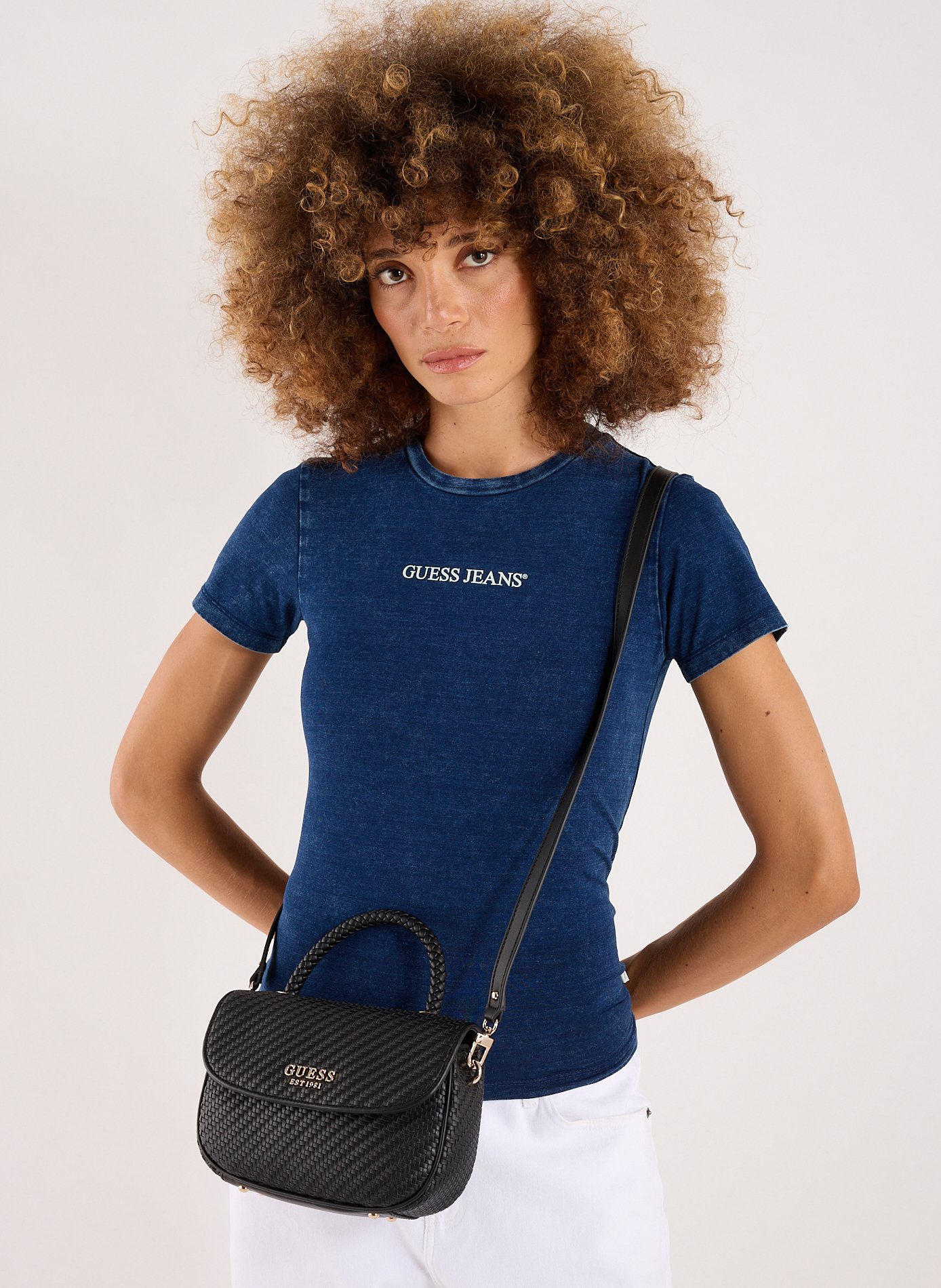 Sac à main Mirema tressé GUESS Noir