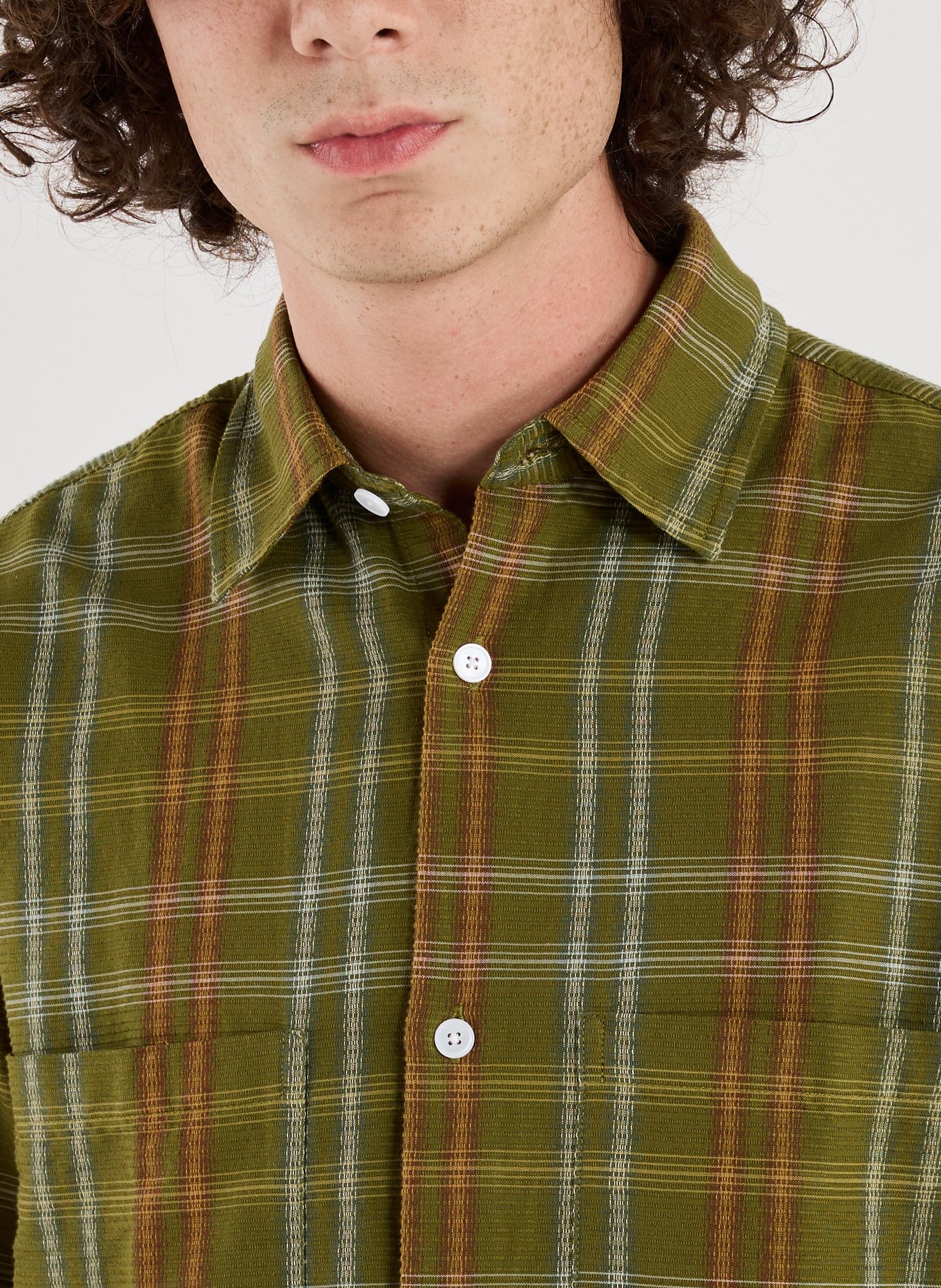 Chemise ample à carreaux en coton Vert