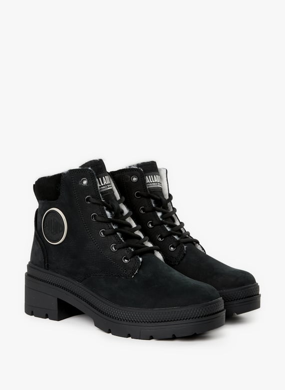 Keilabsatz-Stiefeletten aus Leder | Schwarz by PALLADIUM Keilabsatz-Stiefeletten aus Leder Schwarz