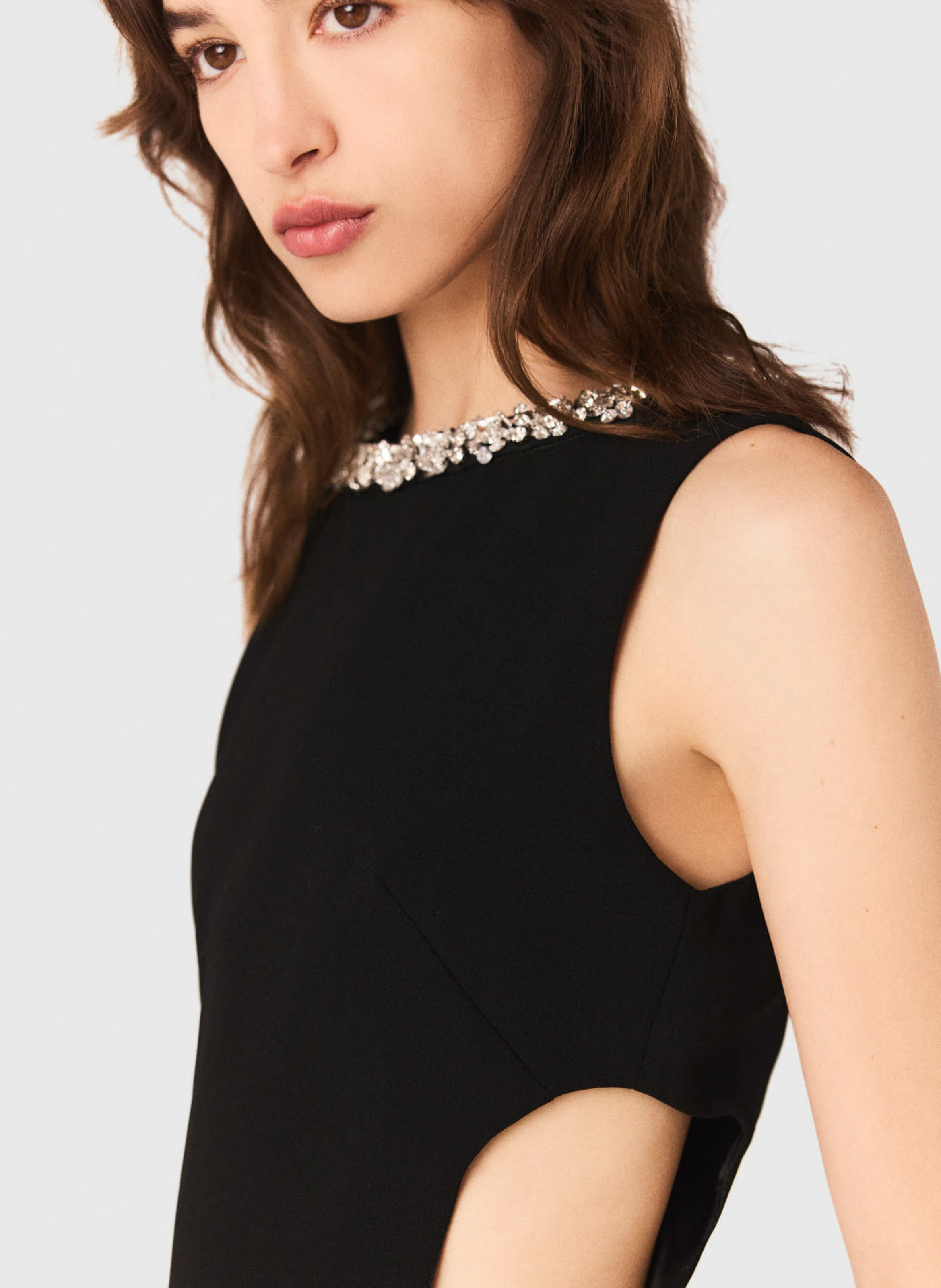 Robe longue col rond Noir