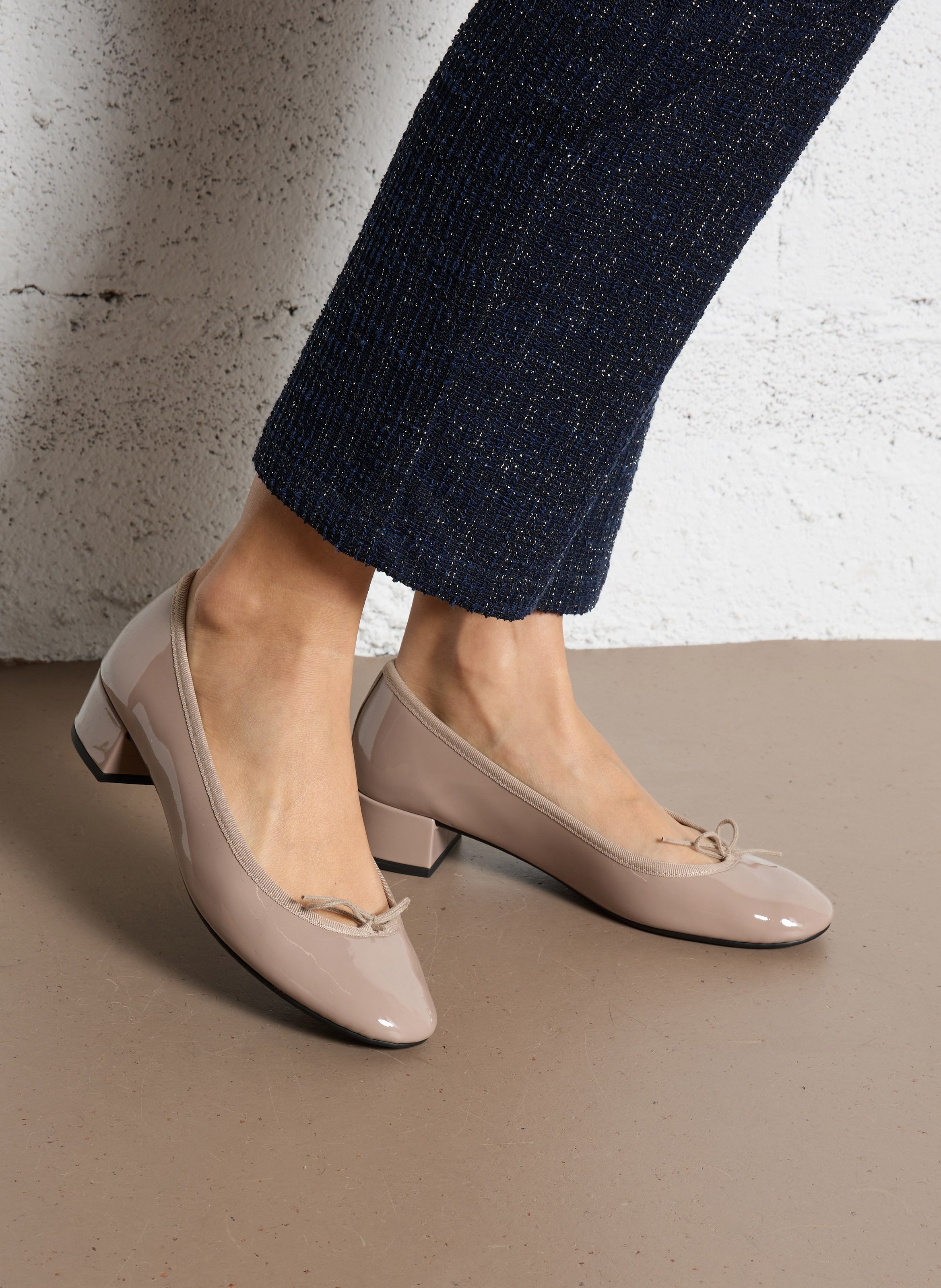 Ballerines en cuir vernis camille Beige