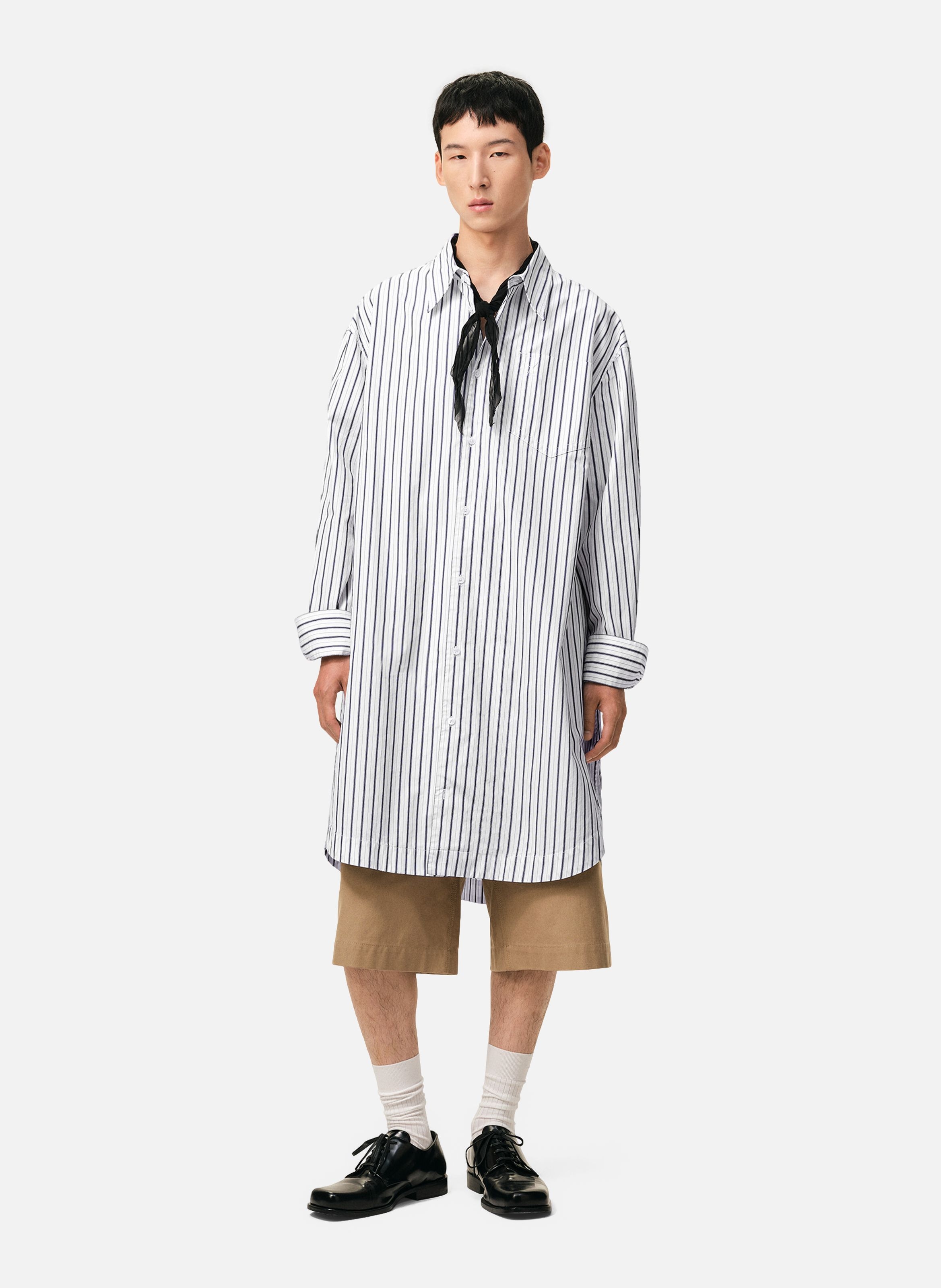 Chemise rayée large ami de cœur unisexe en coton AMI PARIS Blanc
