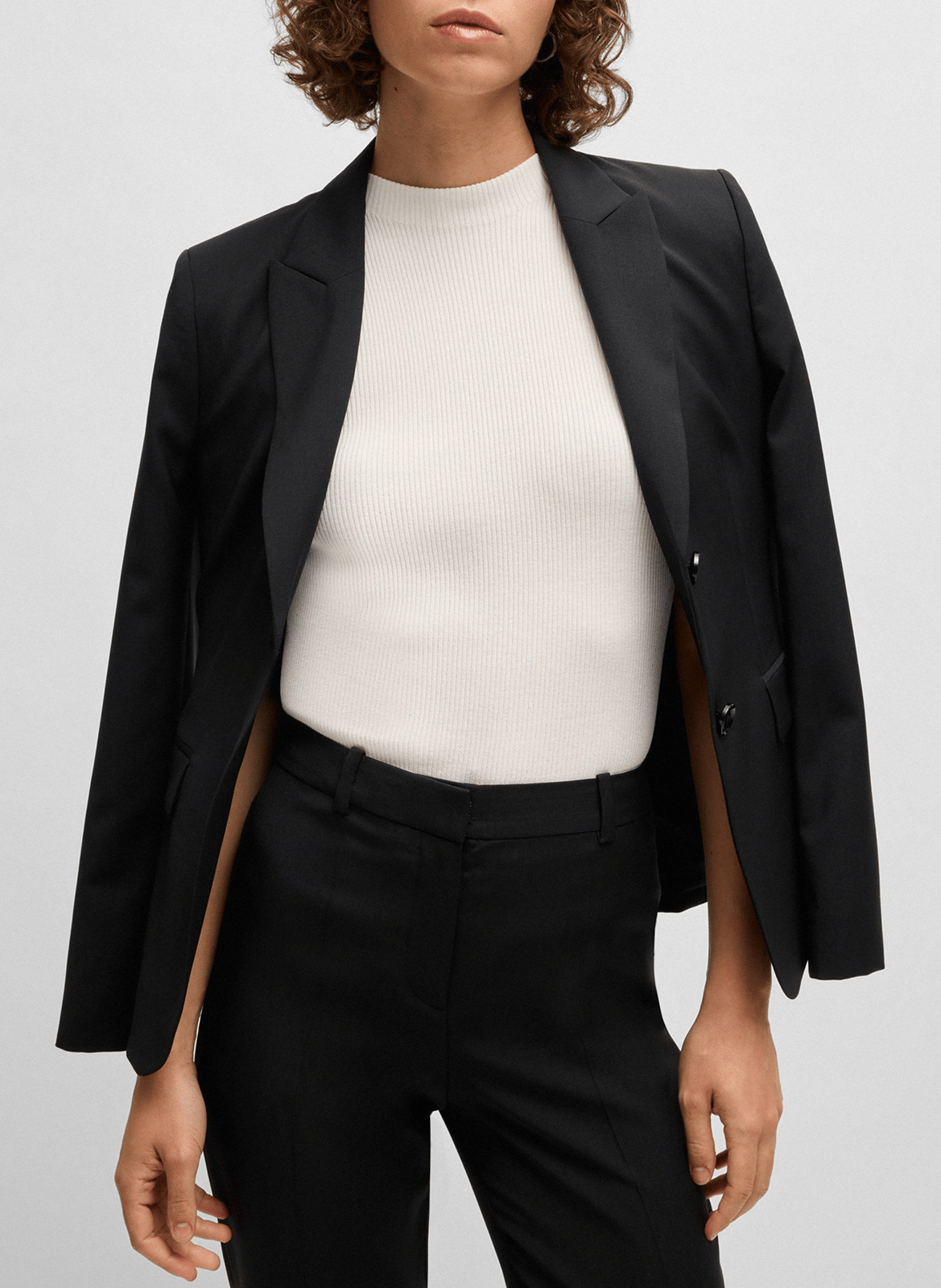 Tee-shirt côtelé sans manches à bords-côtes BOSS Beige