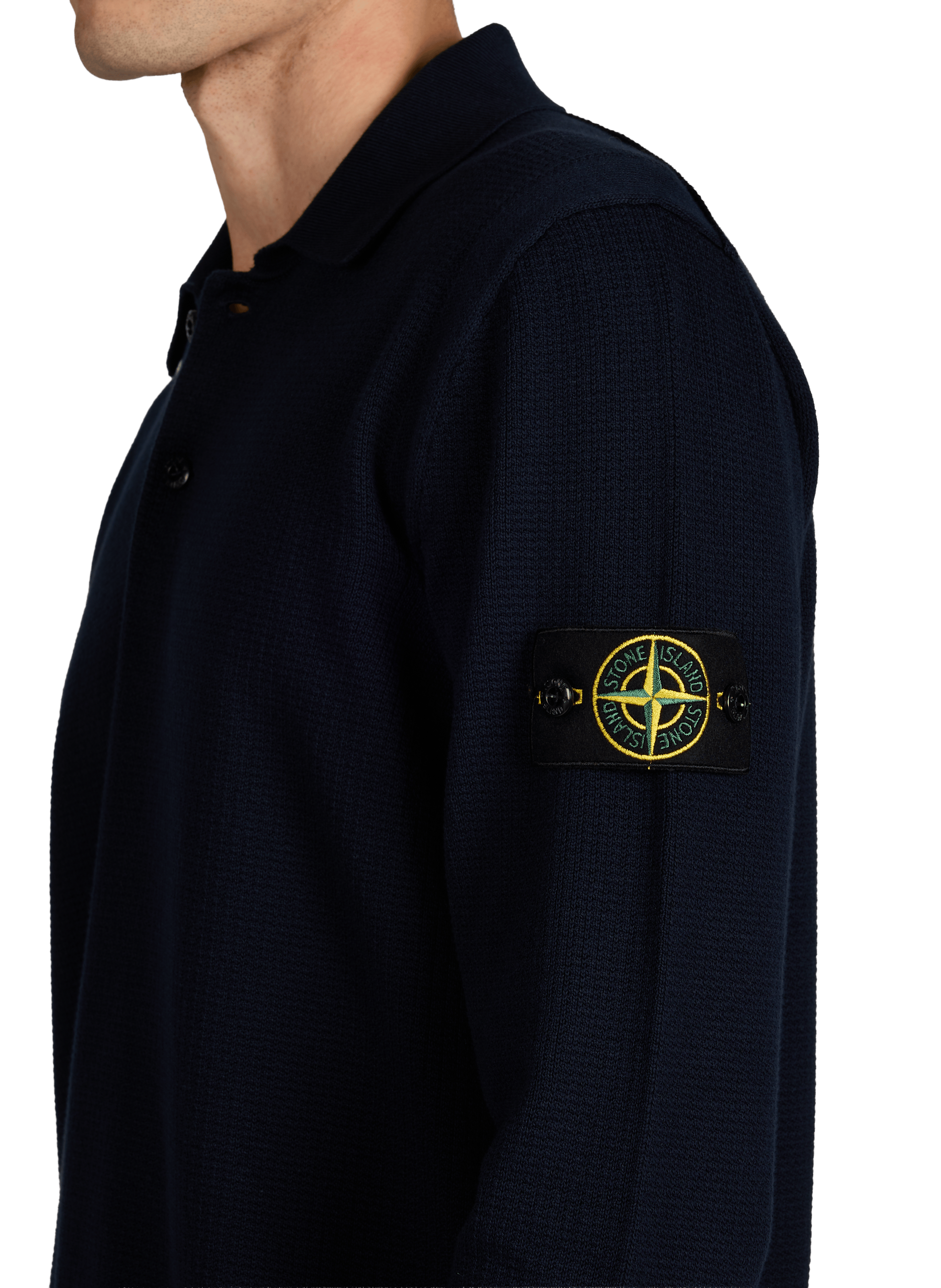 Polo manches longues en coton STONE ISLAND Bleu