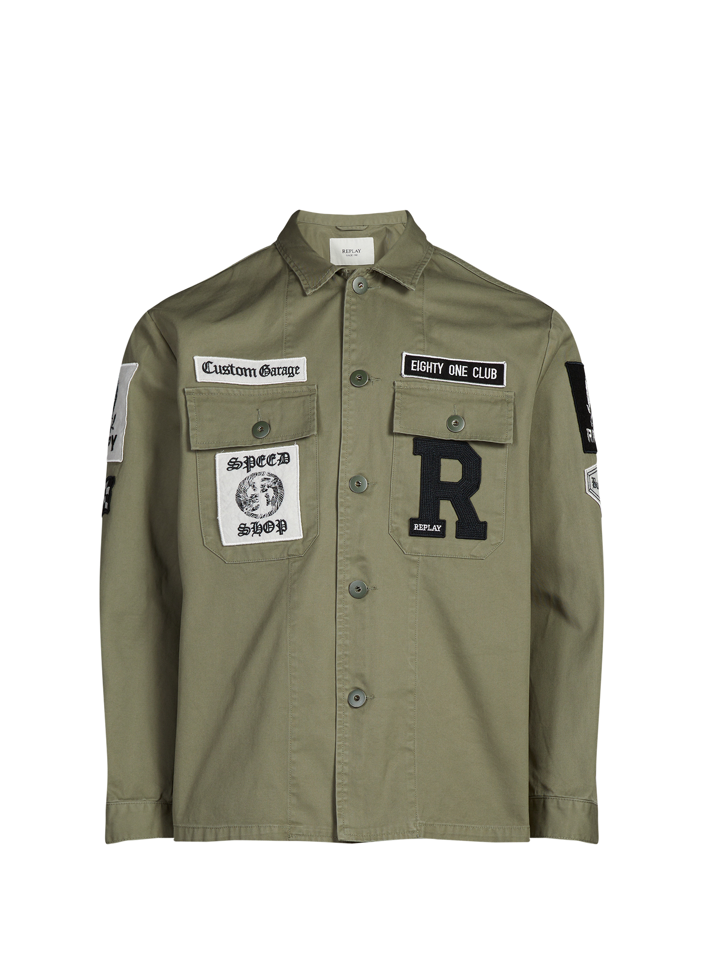 Straight jacket with classic cotton collar REPLAY Green