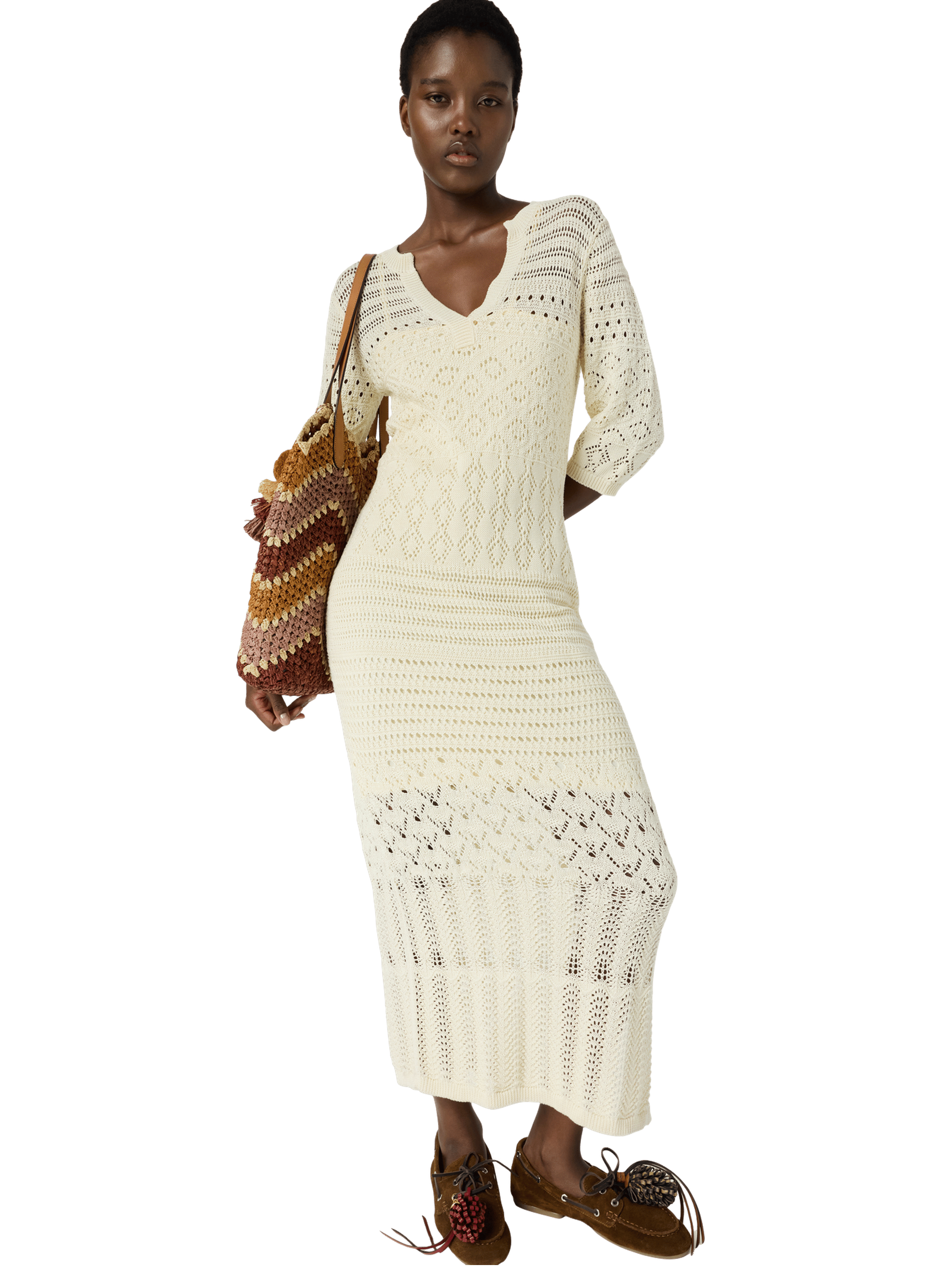 Robe longue en crochet - riana GERARD DAREL Beige