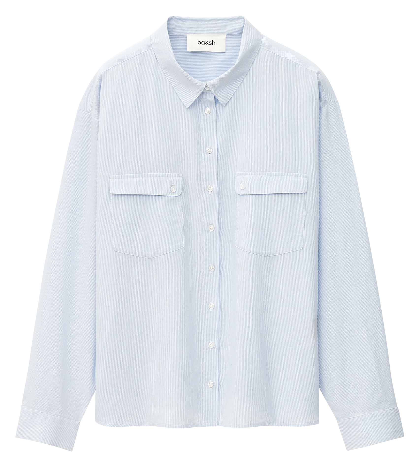 Chemise droite col classique en coton rayé porzia BA&SH Bleu