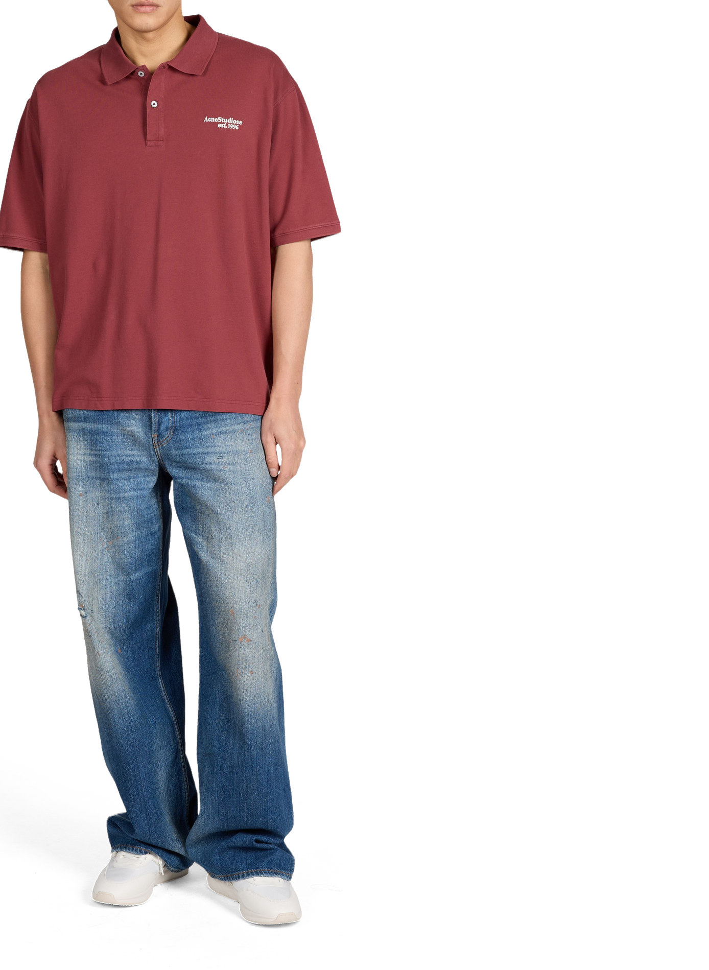 Spotted cotton and leather jeans ACNE STUDIOS Blue