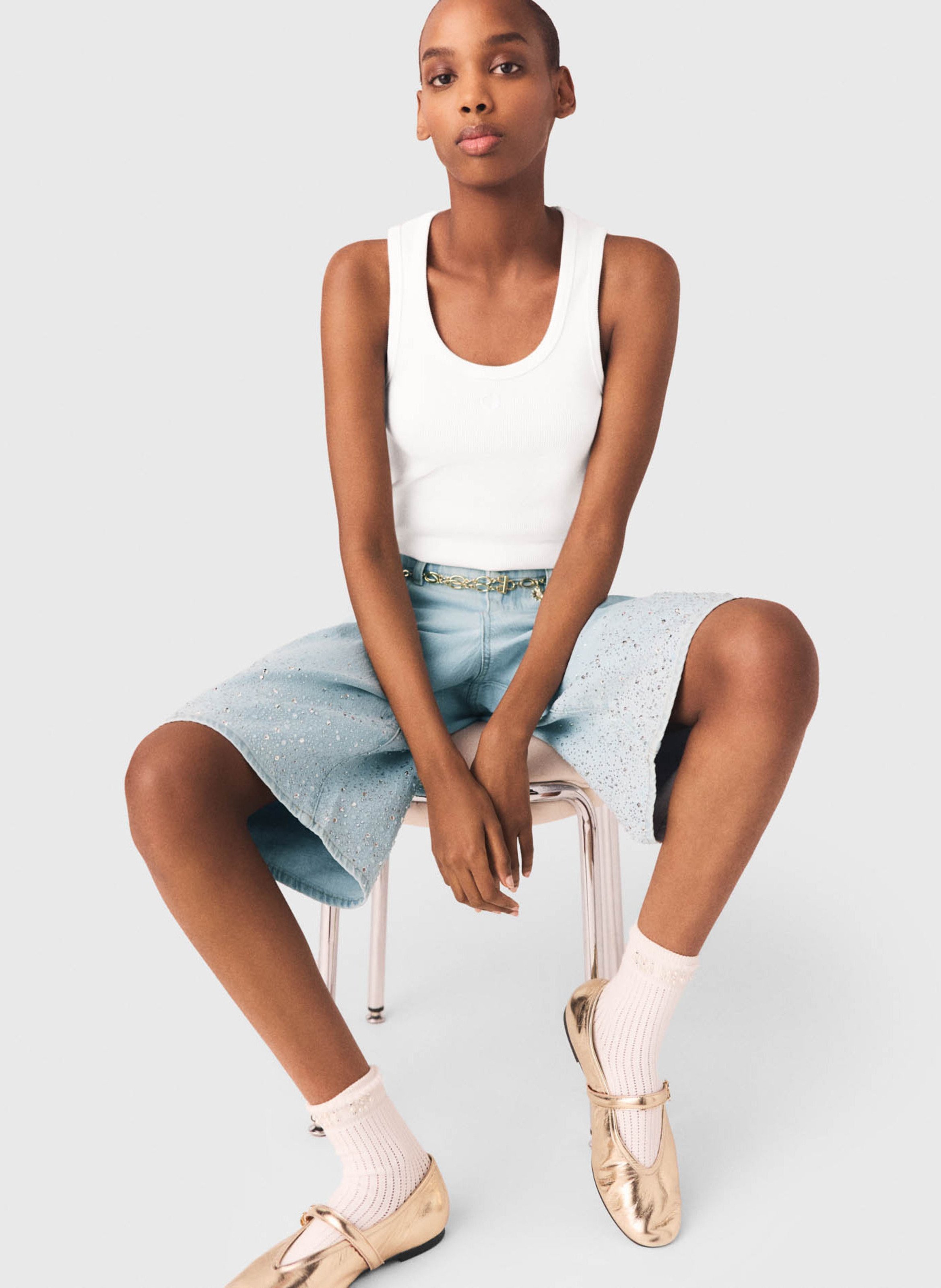 Bermuda large en coton mélangé MAJE Bleu