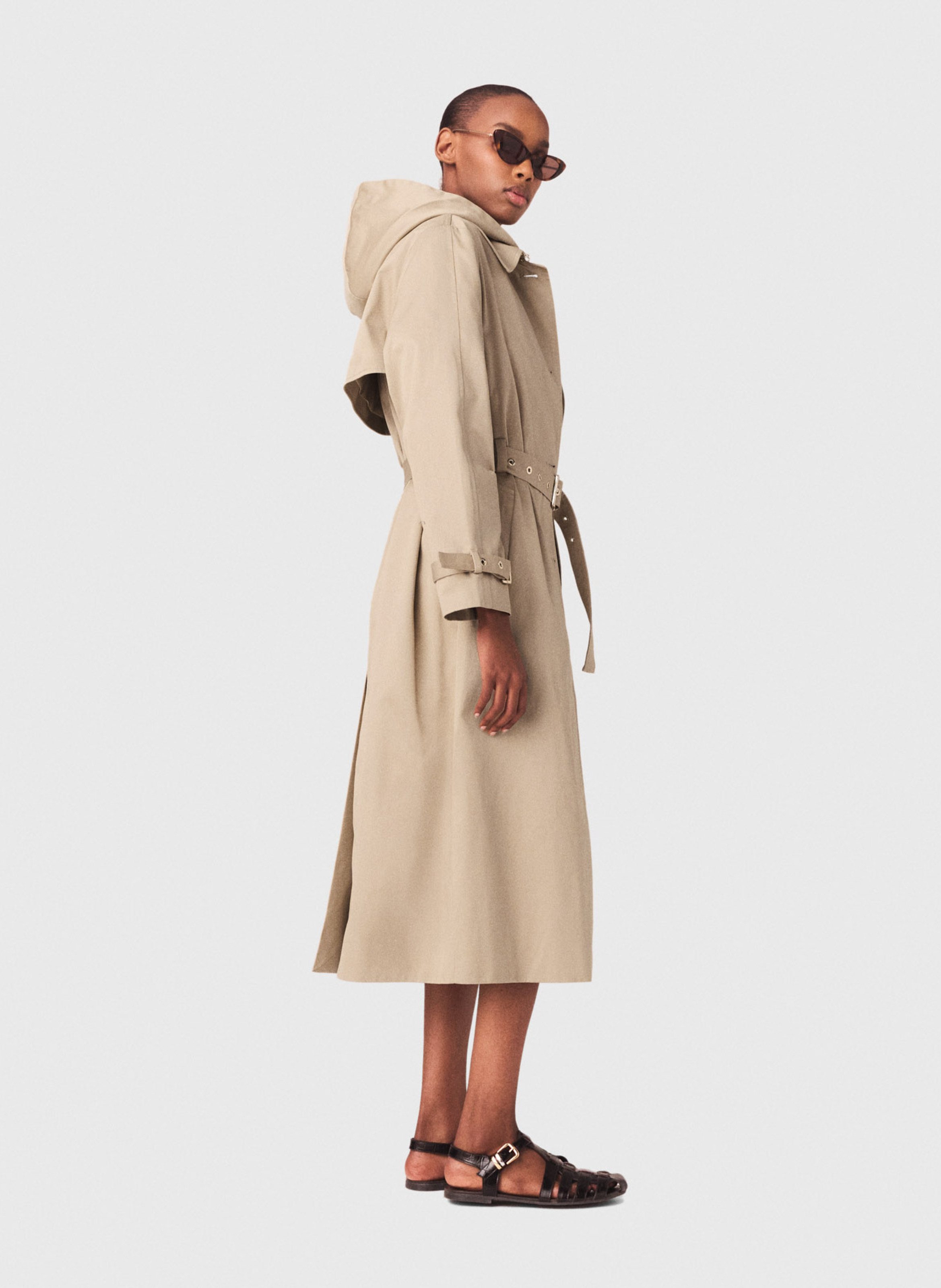 Trench ceinturé en coton MAJE Beige