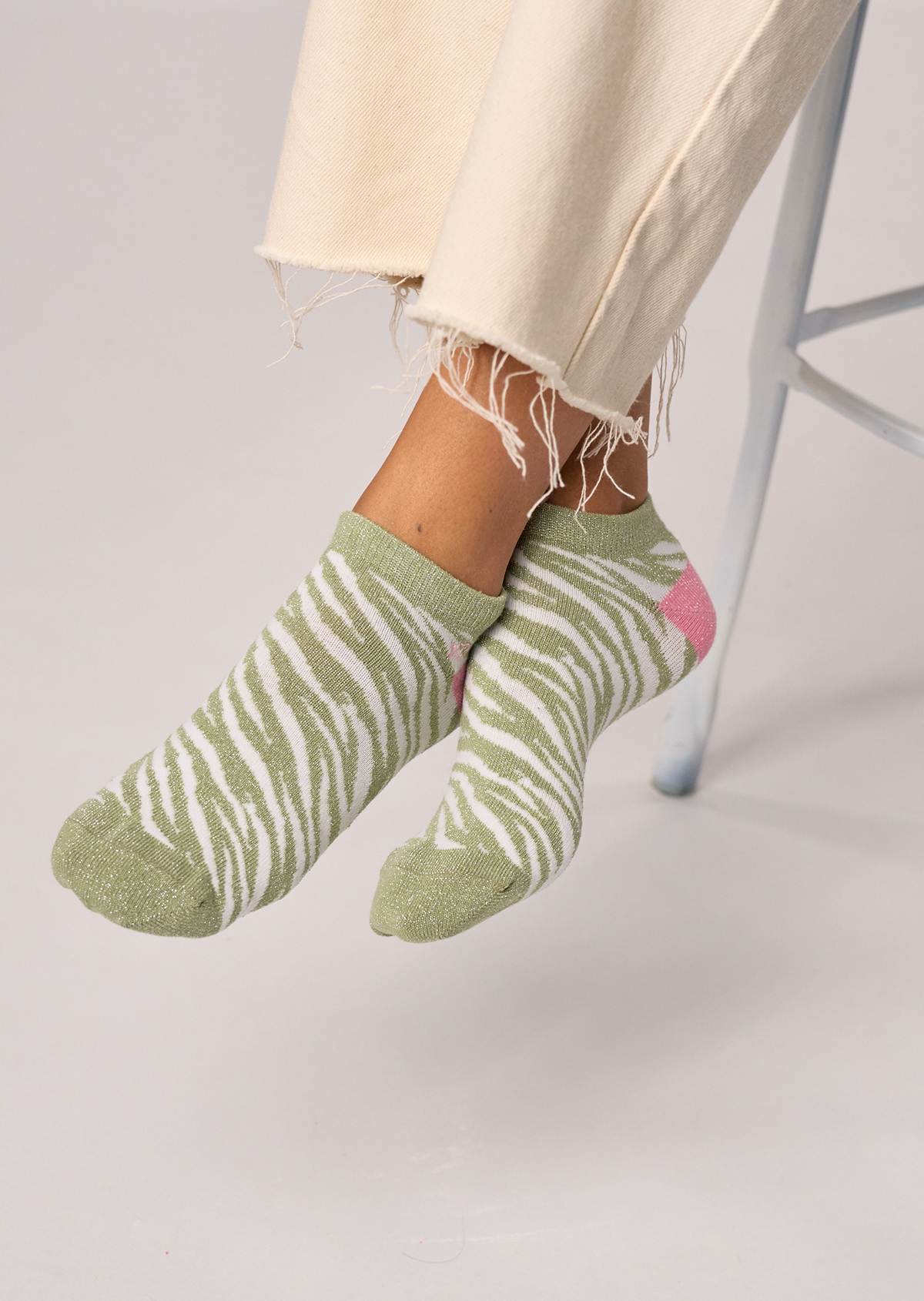 Socquettes en coton peigné zèbre BILLYBELT Vert