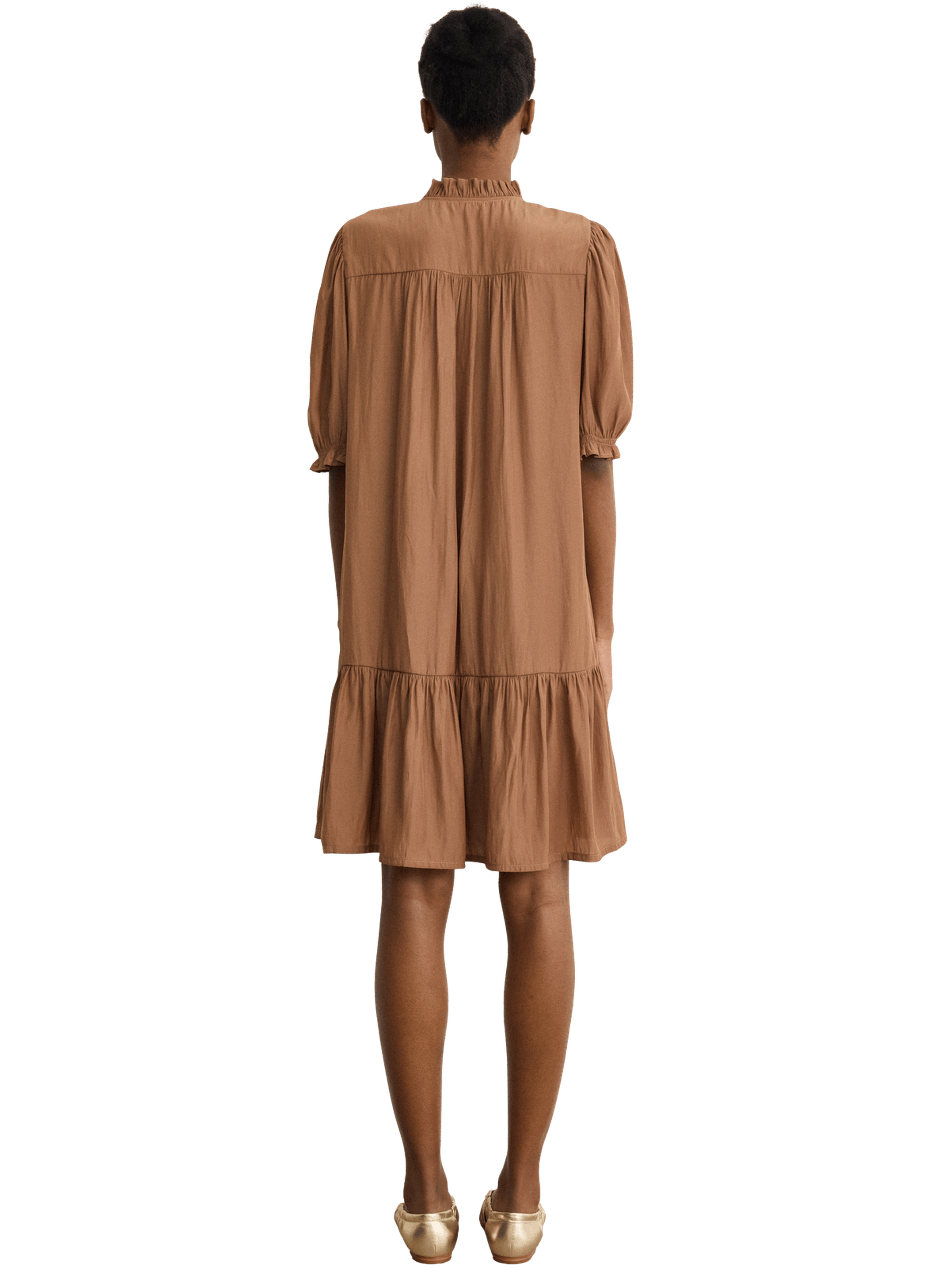 Robe droite et courte à volants - amalia PABLO Marron