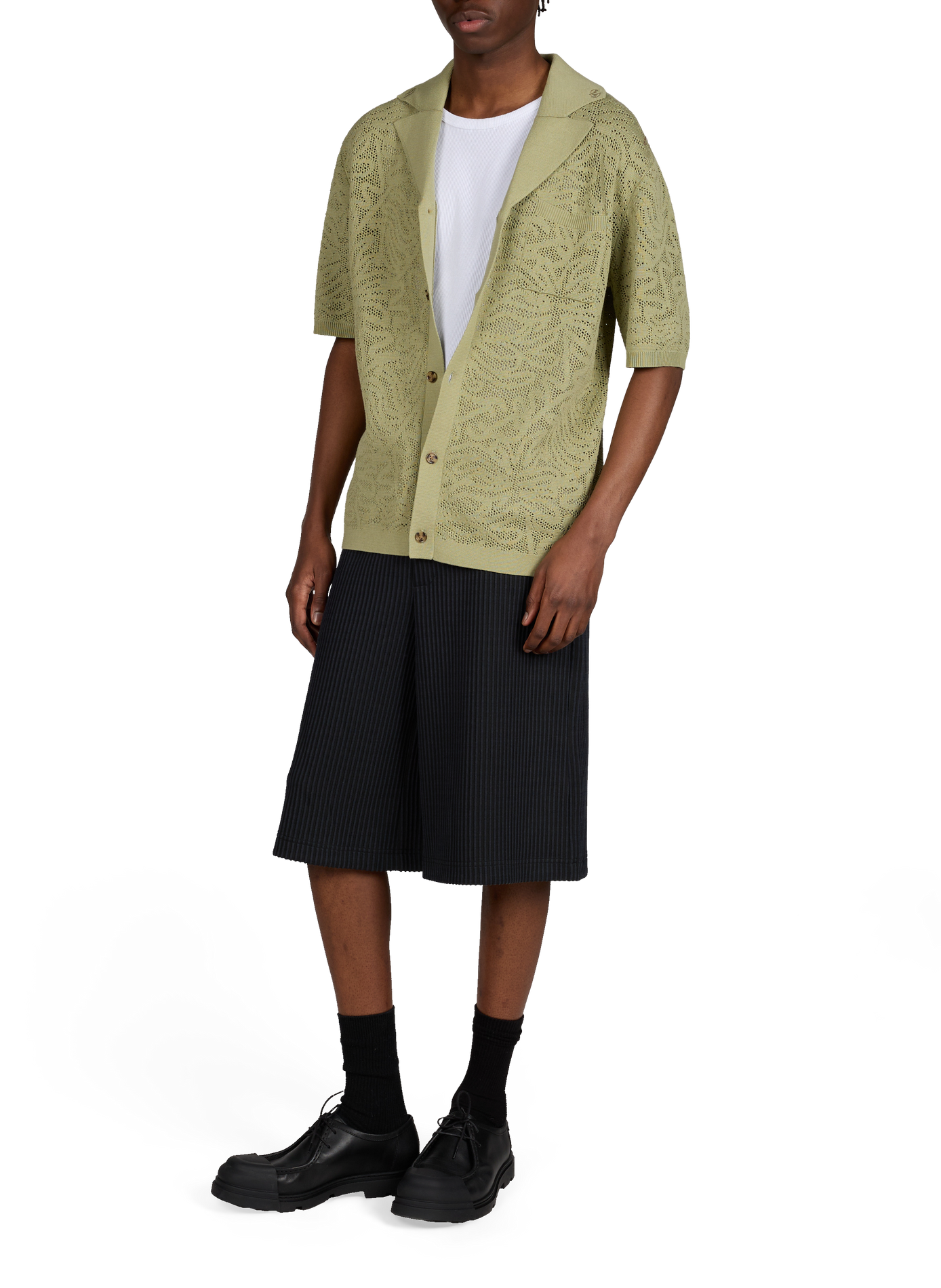 Chemise ajourée en coton DROLE DE MONSIEUR Kaki